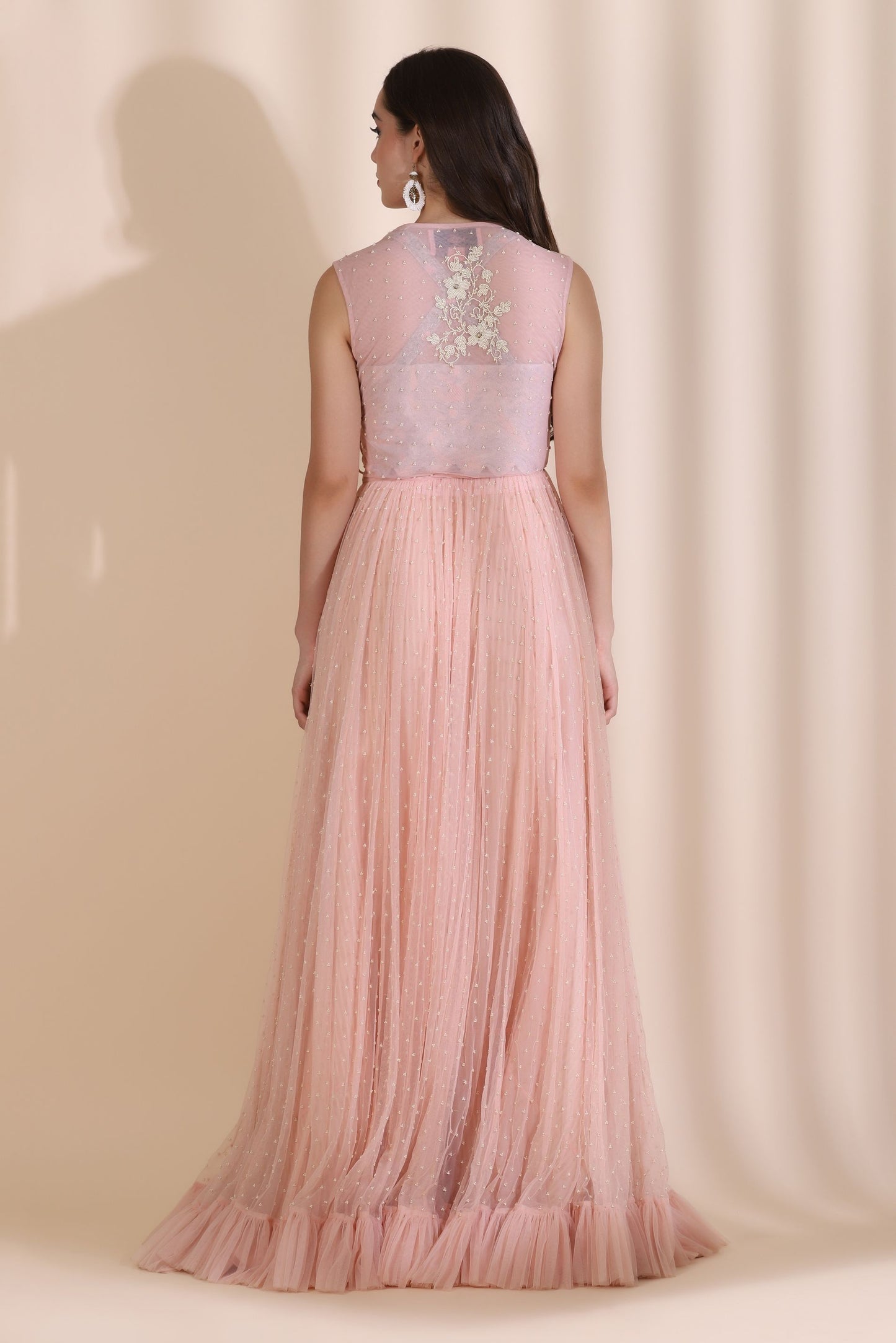 Persian Dori Corset With Organza Palazzo and Moti Jaal Scallop Jacket