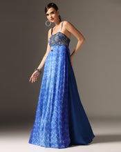 Load image into Gallery viewer, Royal Blue Shibori Anarkali with Palazzos
