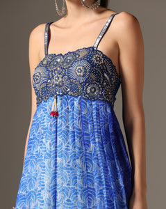 Royal Blue Shibori Anarkali with Palazzos