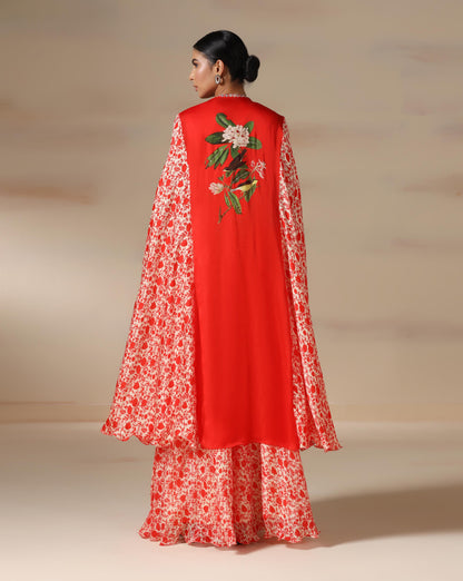Scarlet Bloom Cape Set