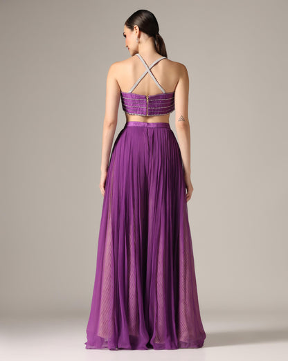 Purple Organza Printed Co-Ord Set