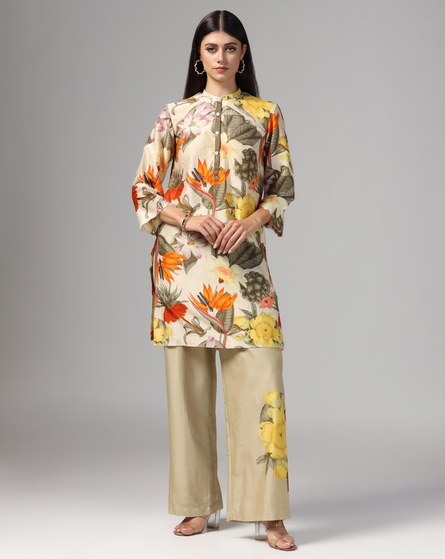 Botanical Oasis Silk Tunic Set