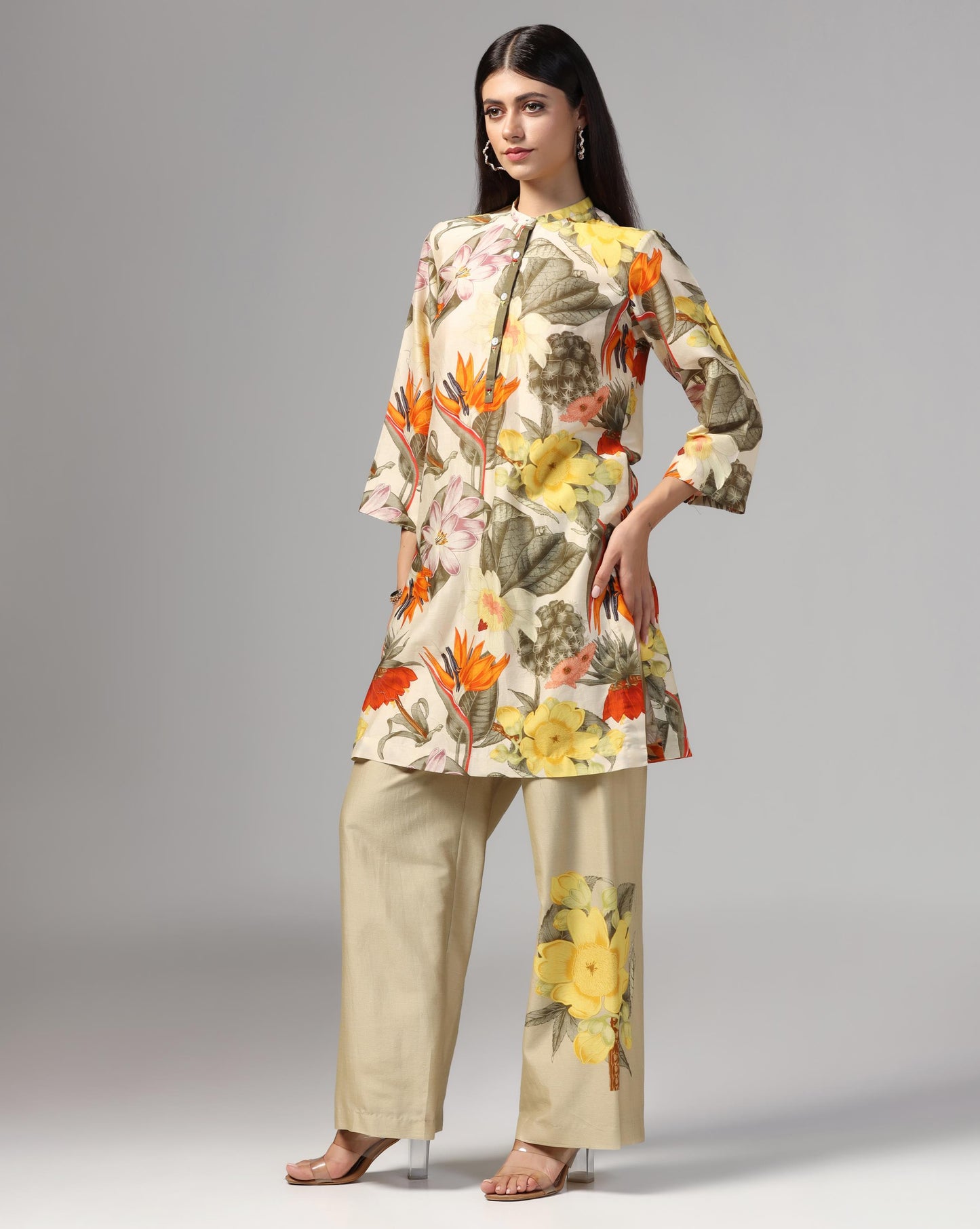 Botanical Oasis Silk Tunic Set