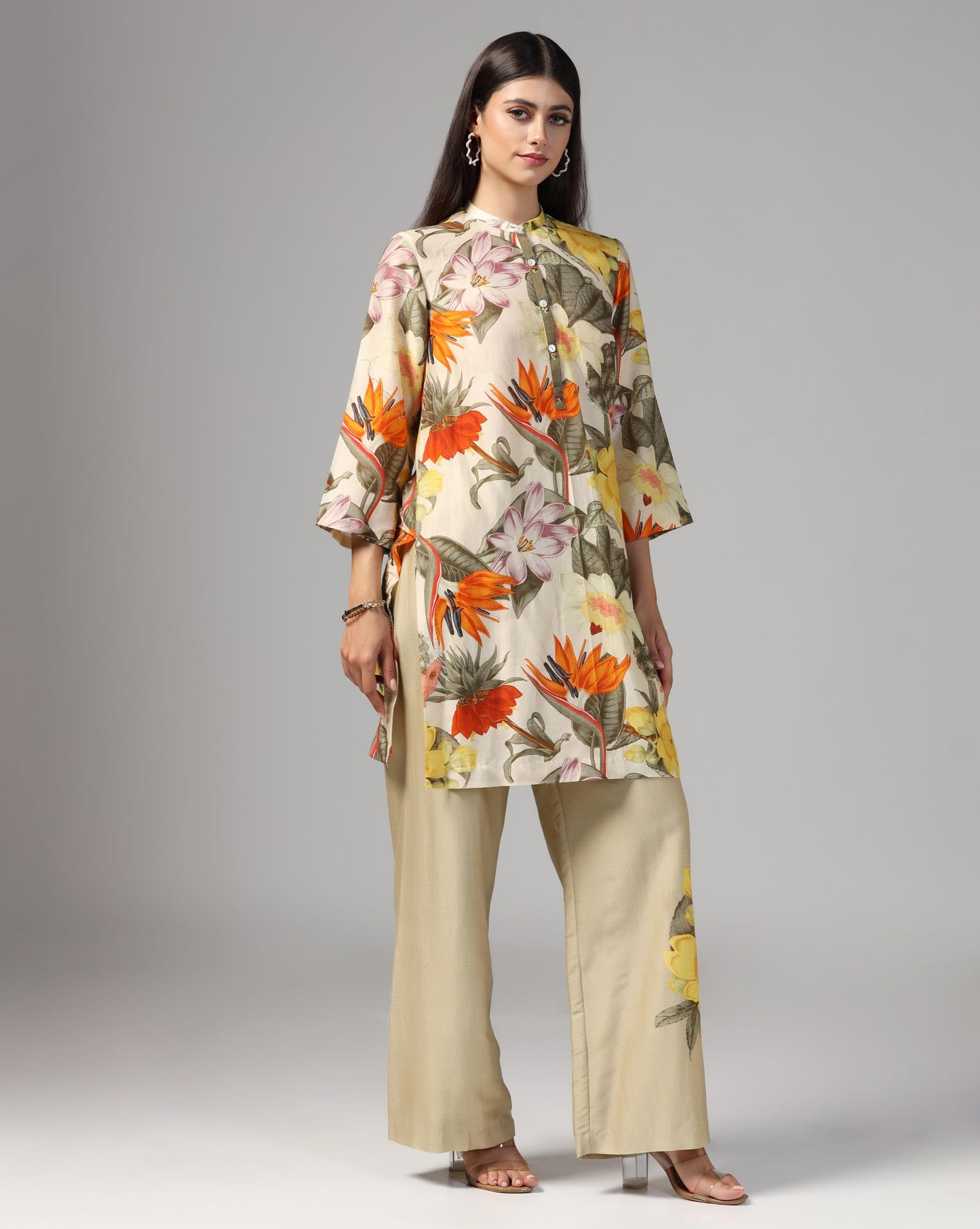 Botanical Oasis Silk Tunic Set