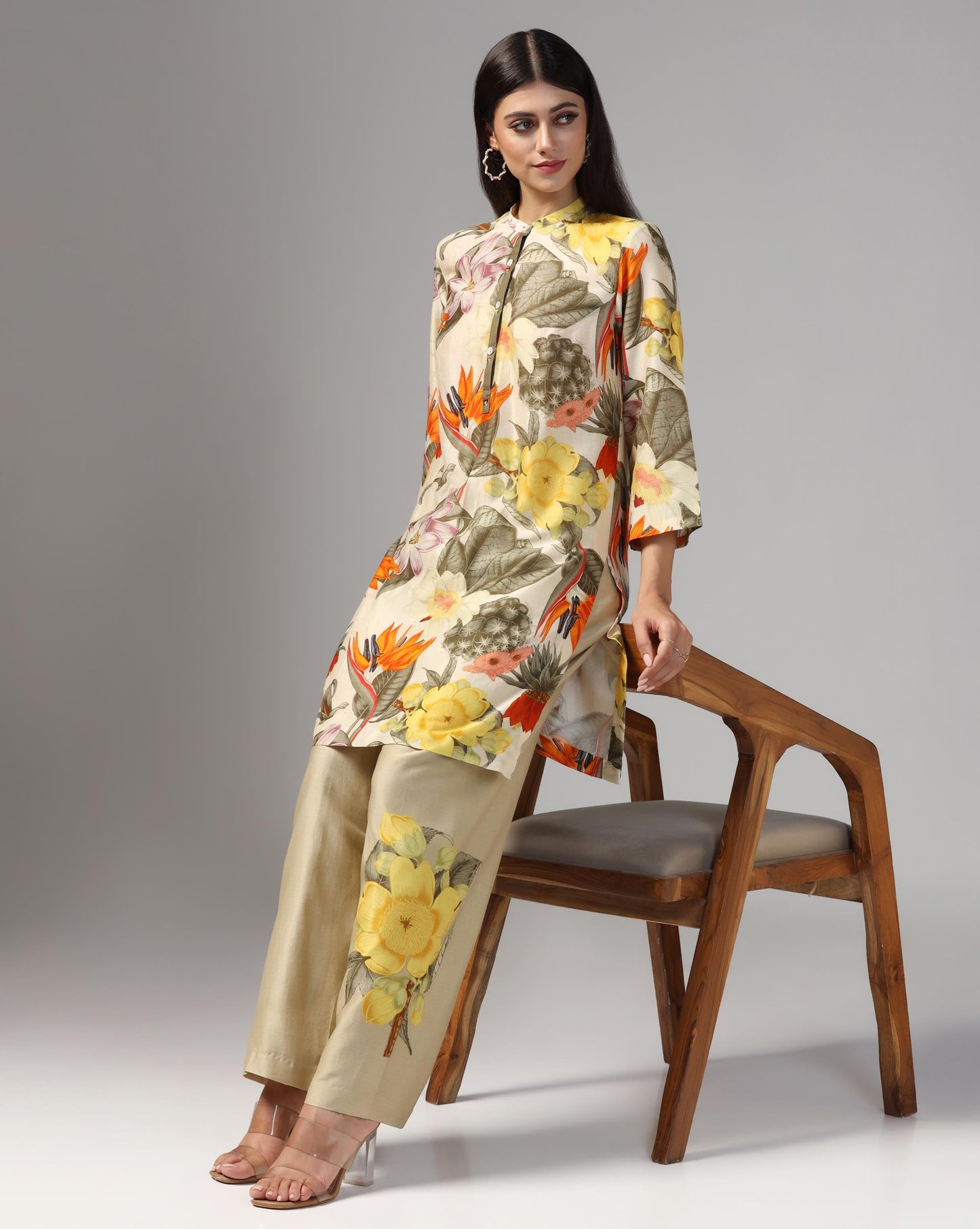 Botanical Oasis Silk Tunic Set