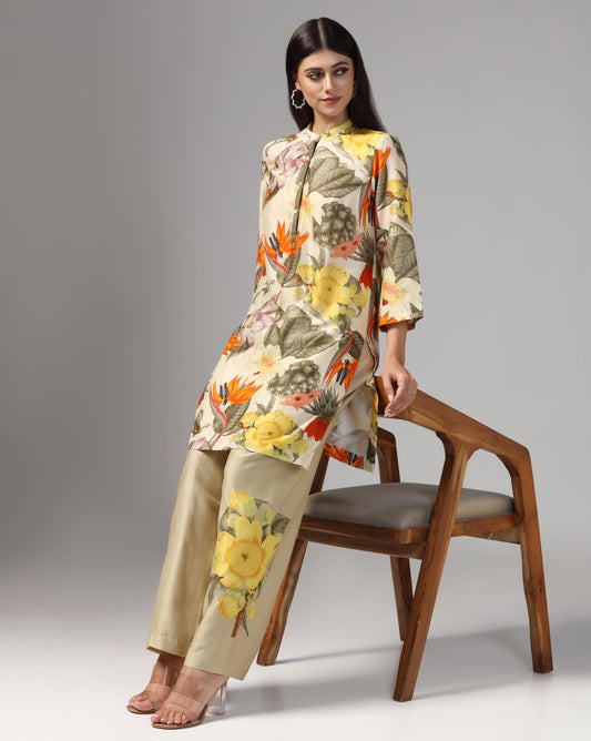 Botanical Oasis Silk Tunic Set