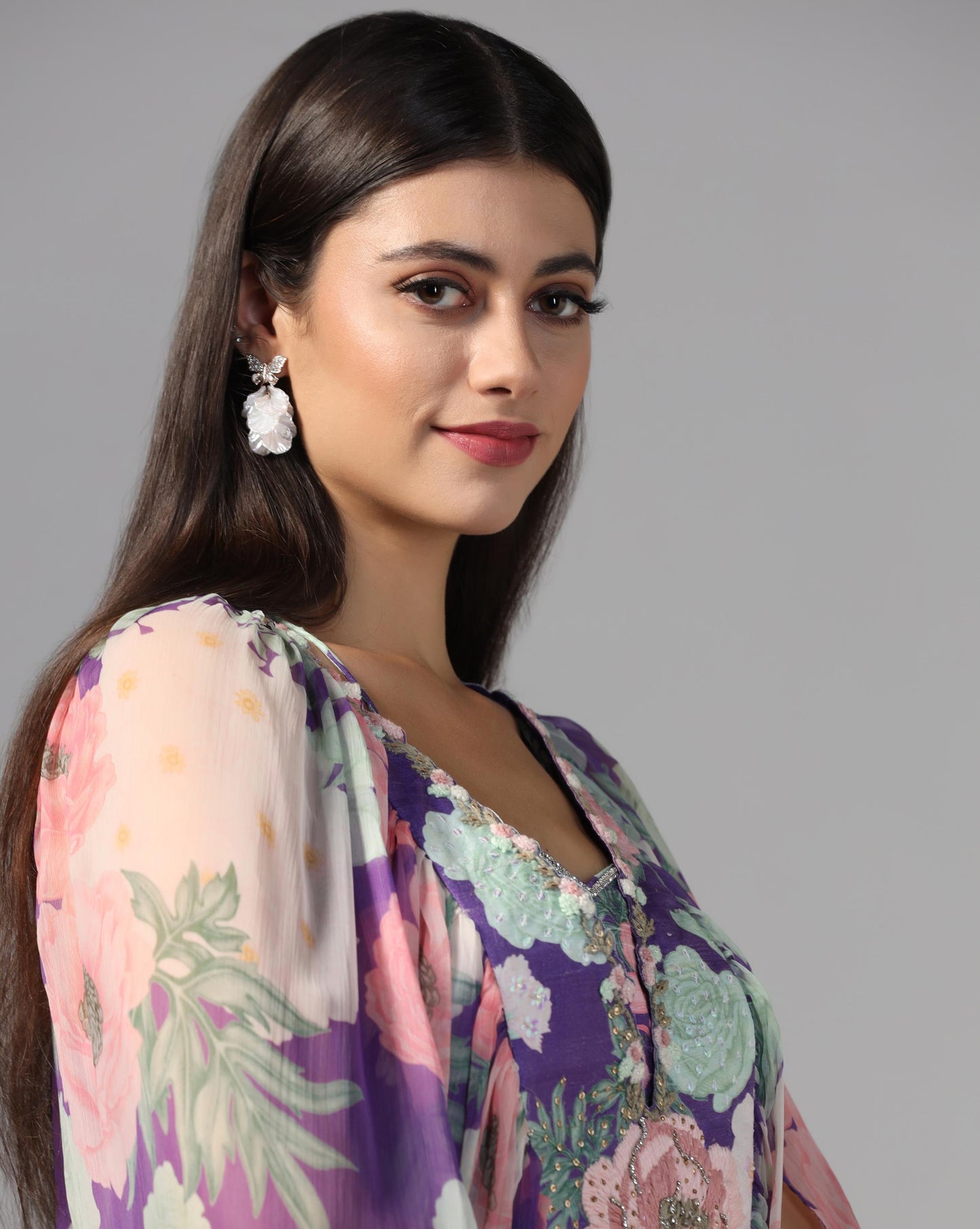 Twilight Bloom Cape & Trouser Set