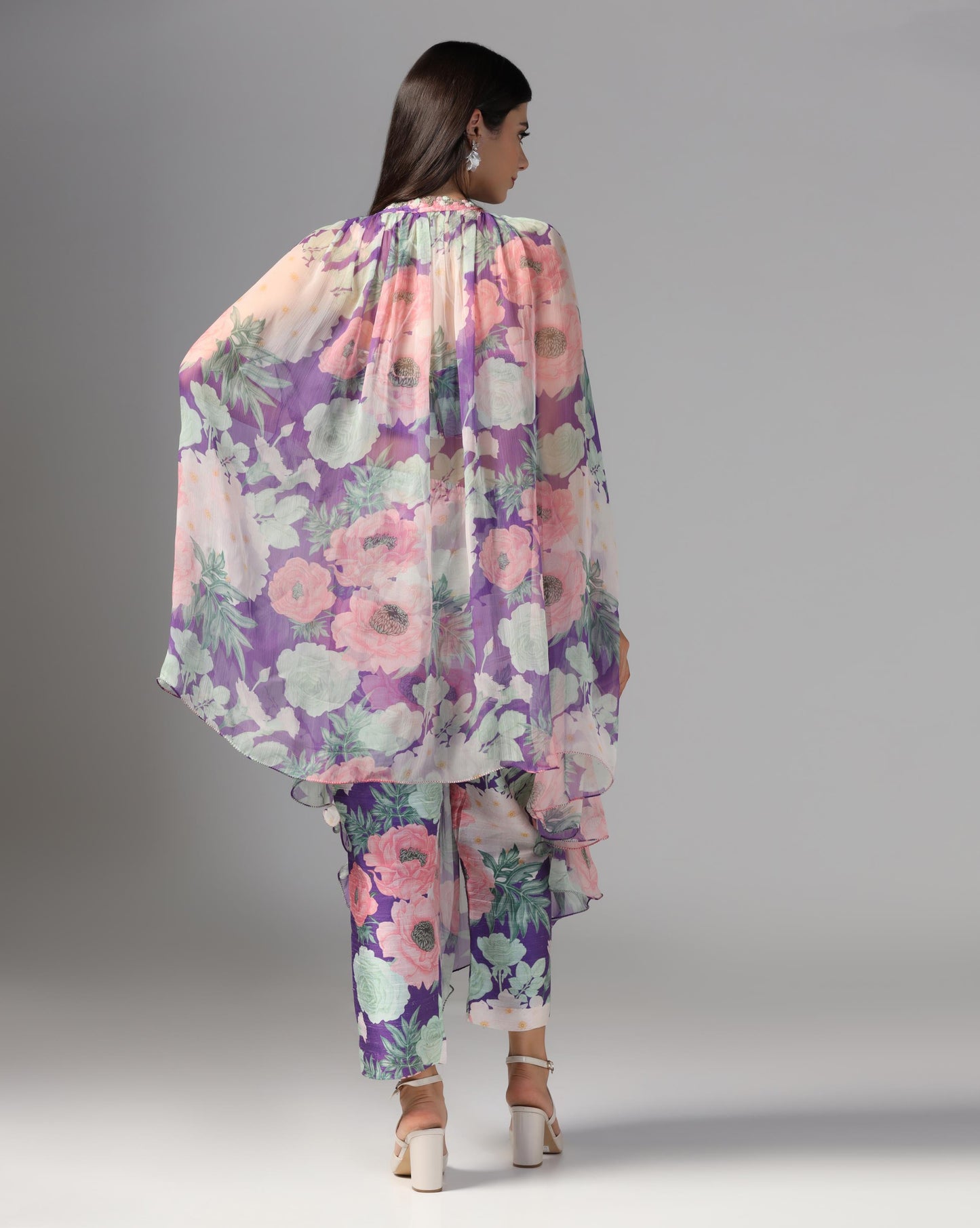 Twilight Bloom Cape & Trouser Set