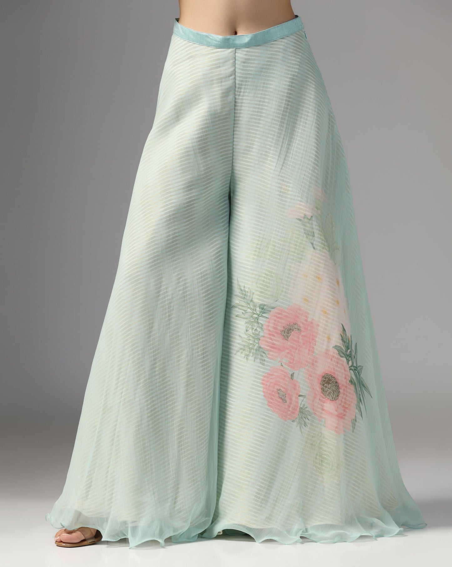 Aqua Peony Empire Sharara Set