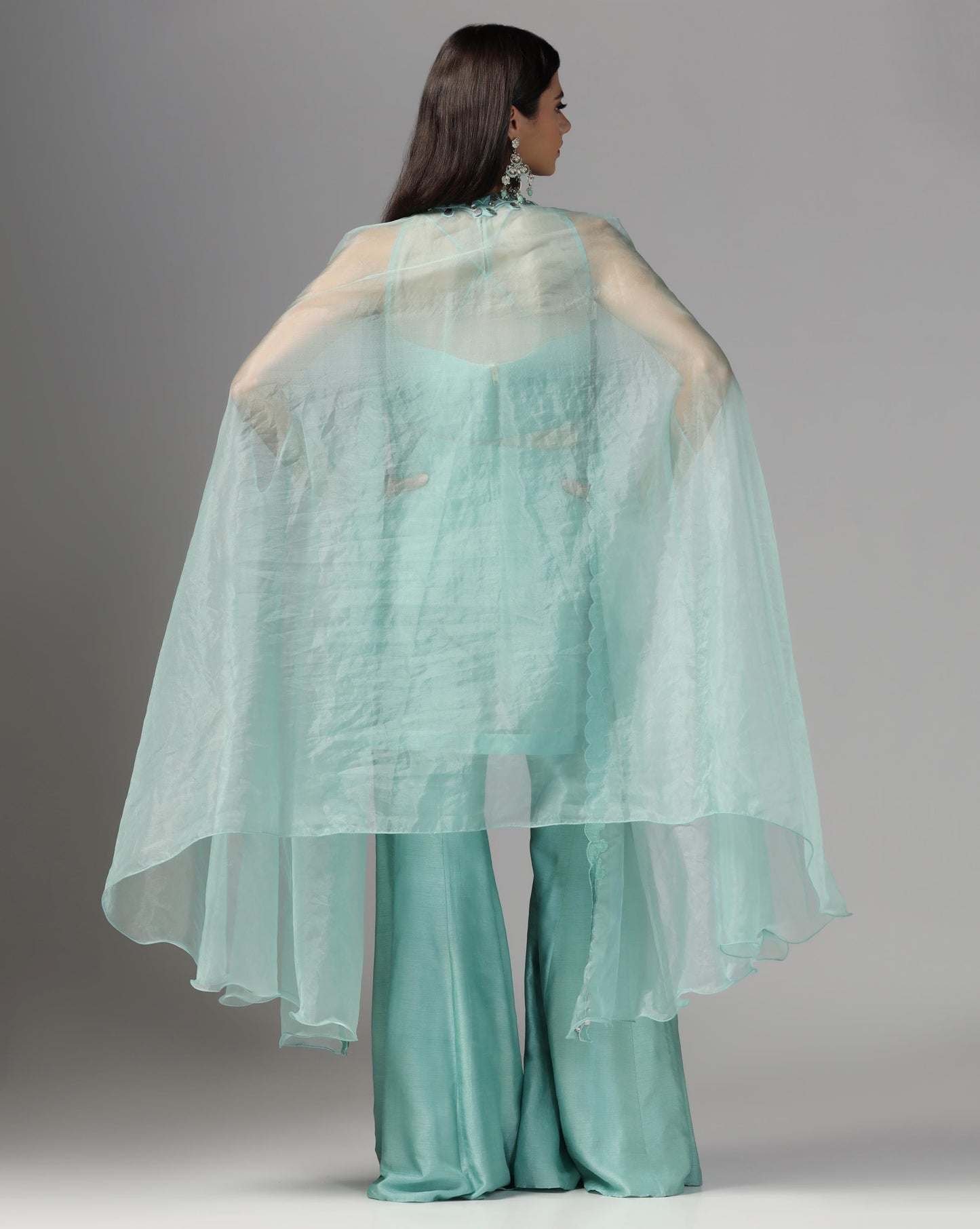 Seafoam Serenity Cape & Sharara Set