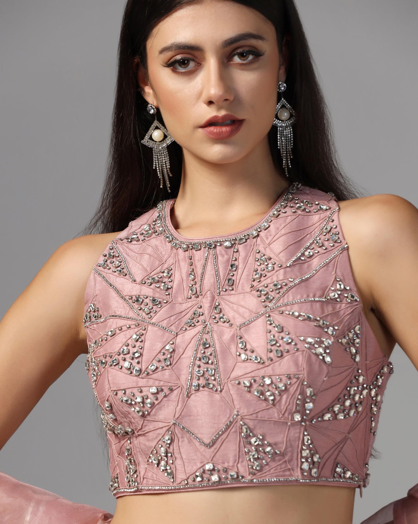 Mauve Starlight Pleated Lehenga Set