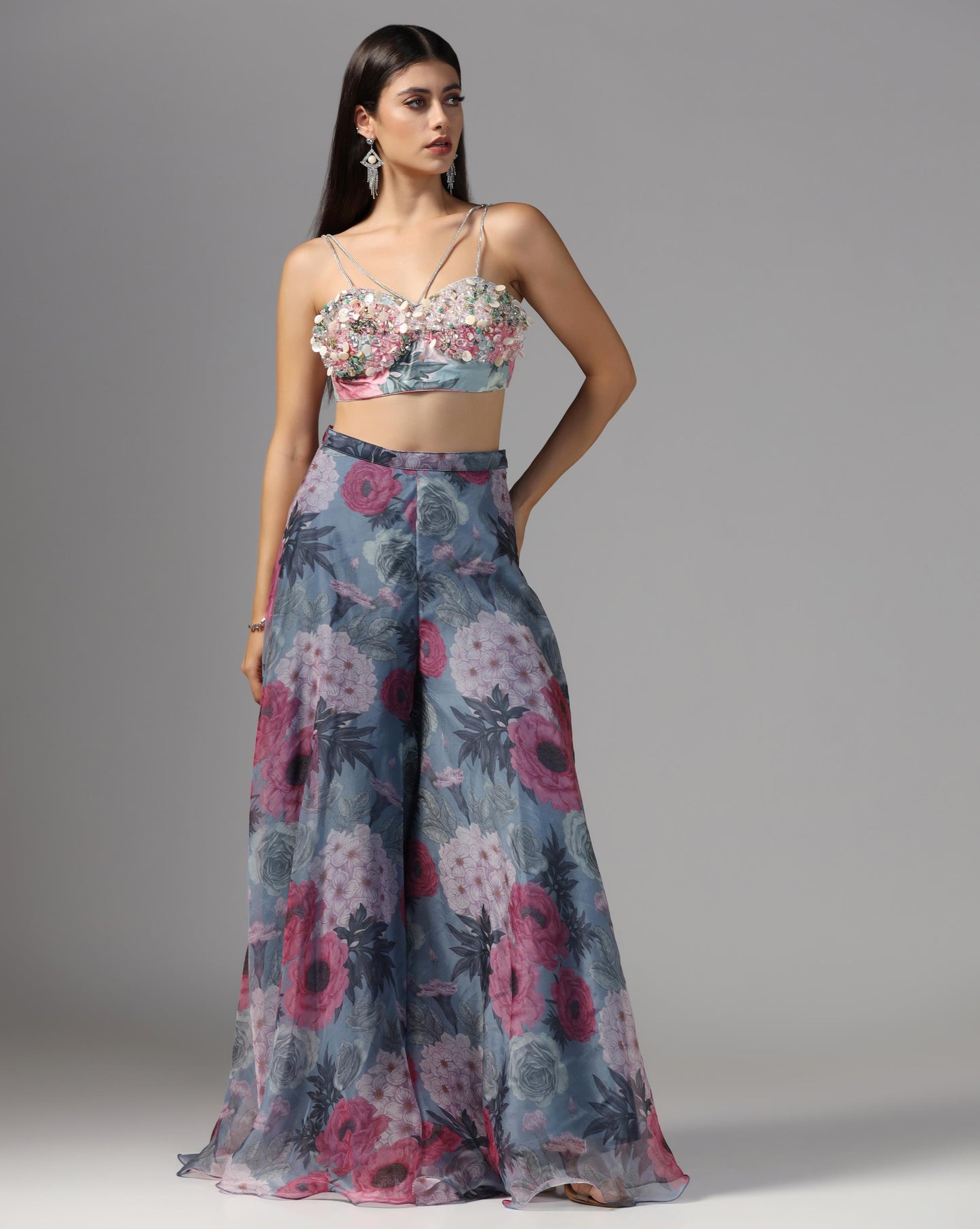 Midnight Peony Cape & Palazzo Set