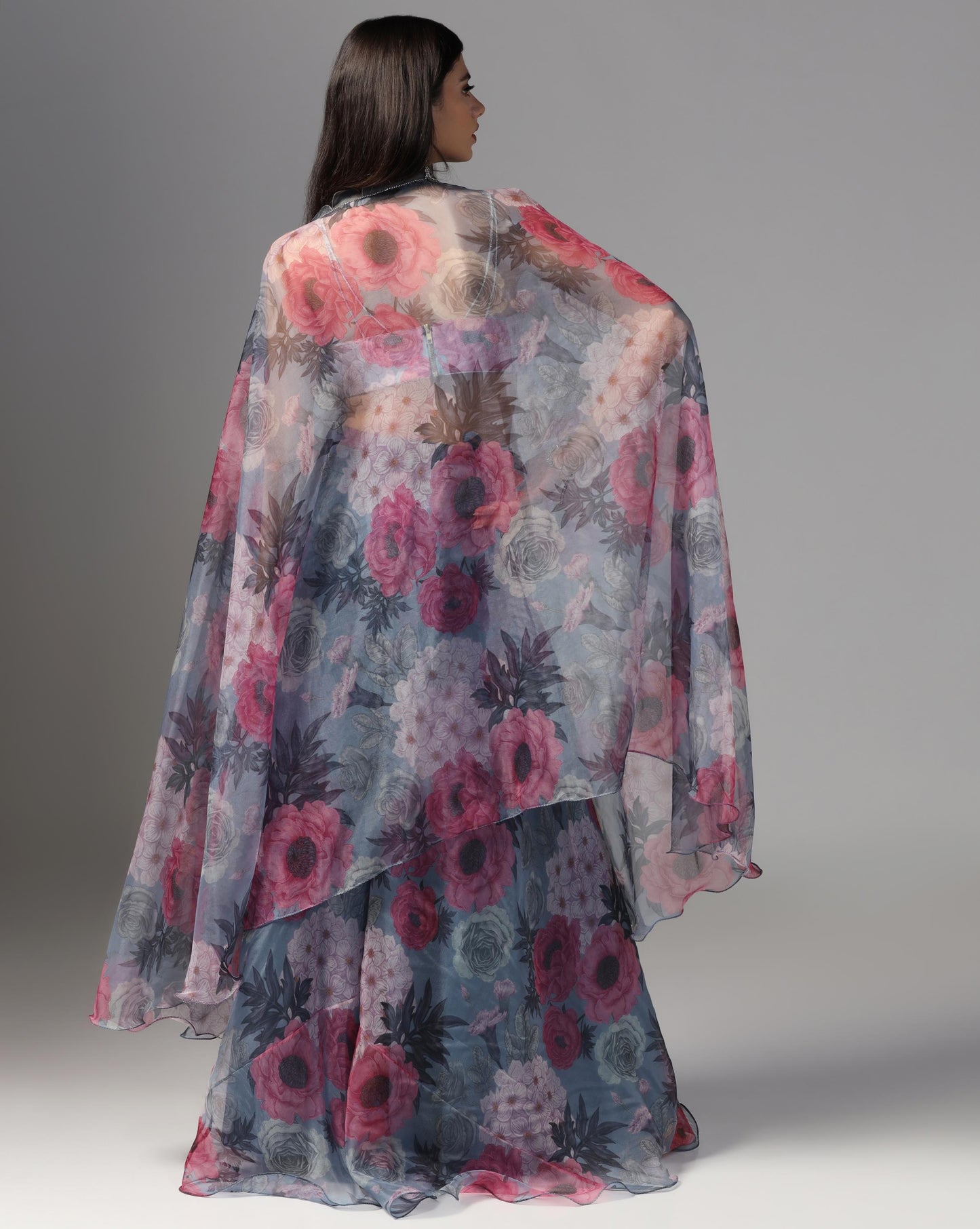 Midnight Peony Cape & Palazzo Set