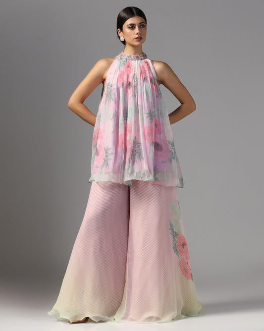 Blush Blossom Halter Palazzo Set