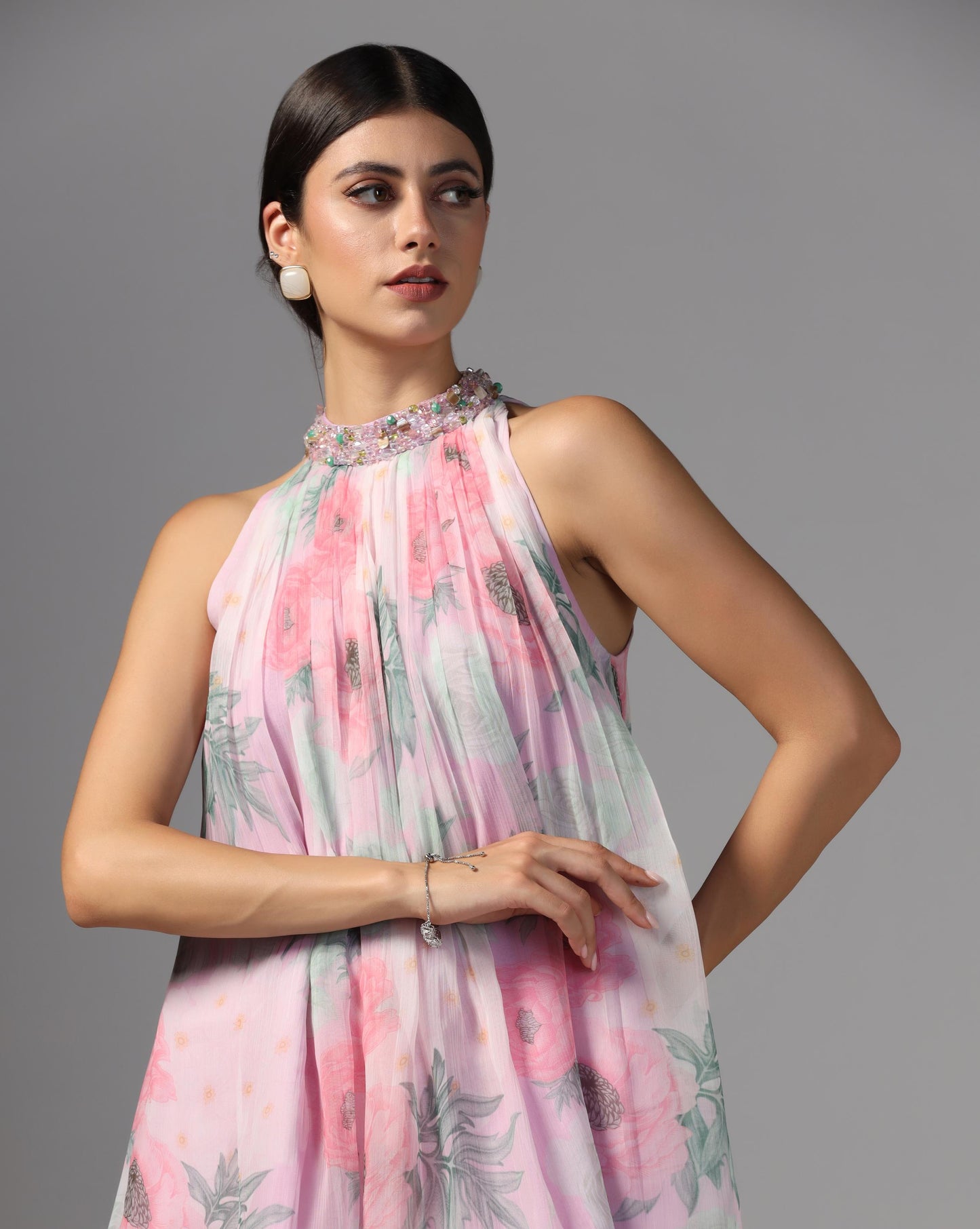 Blush Blossom Halter Palazzo Set