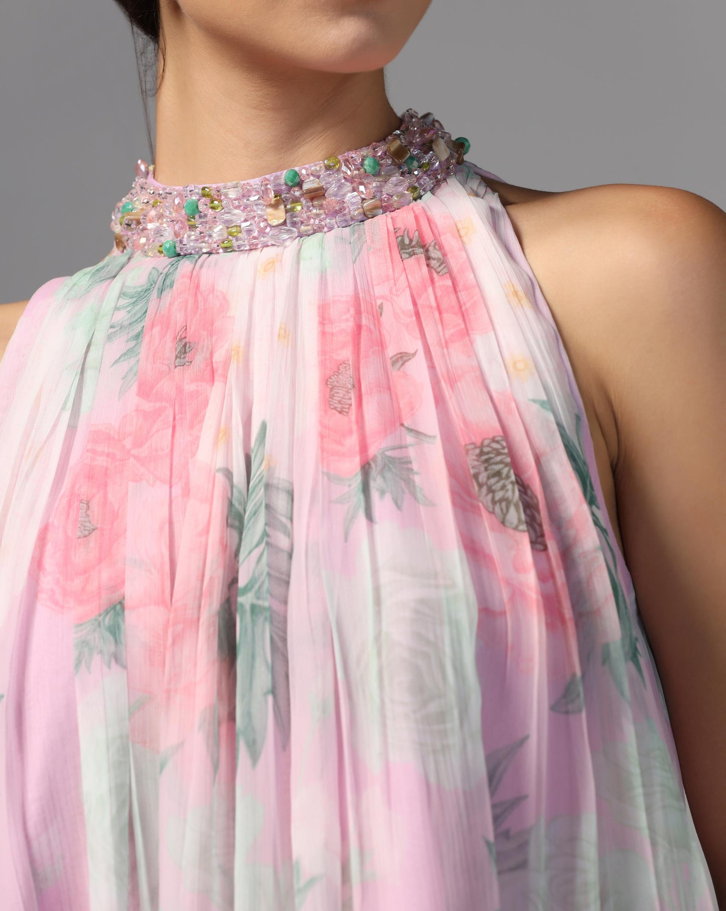 Blush Blossom Halter Palazzo Set