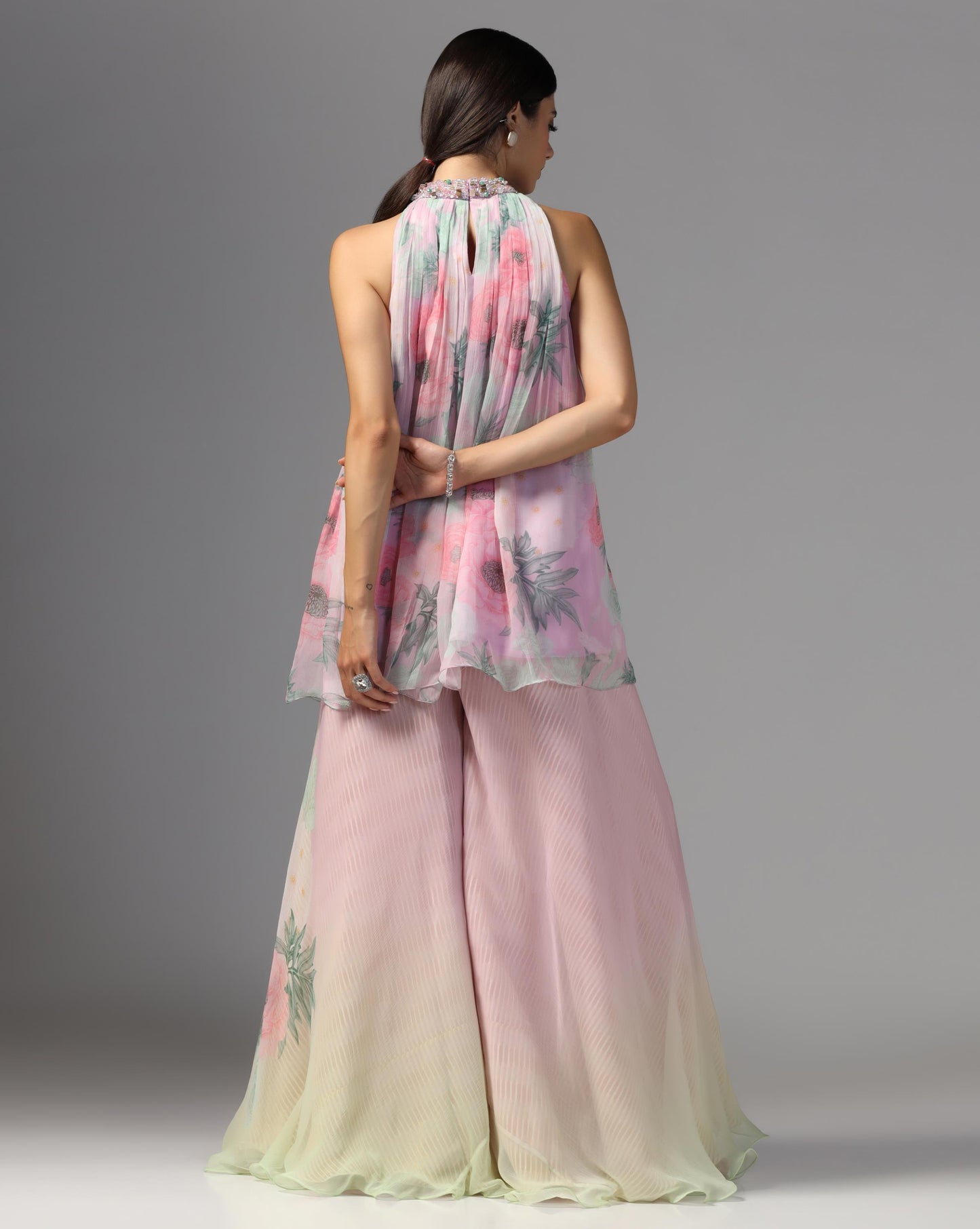 Blush Blossom Halter Palazzo Set
