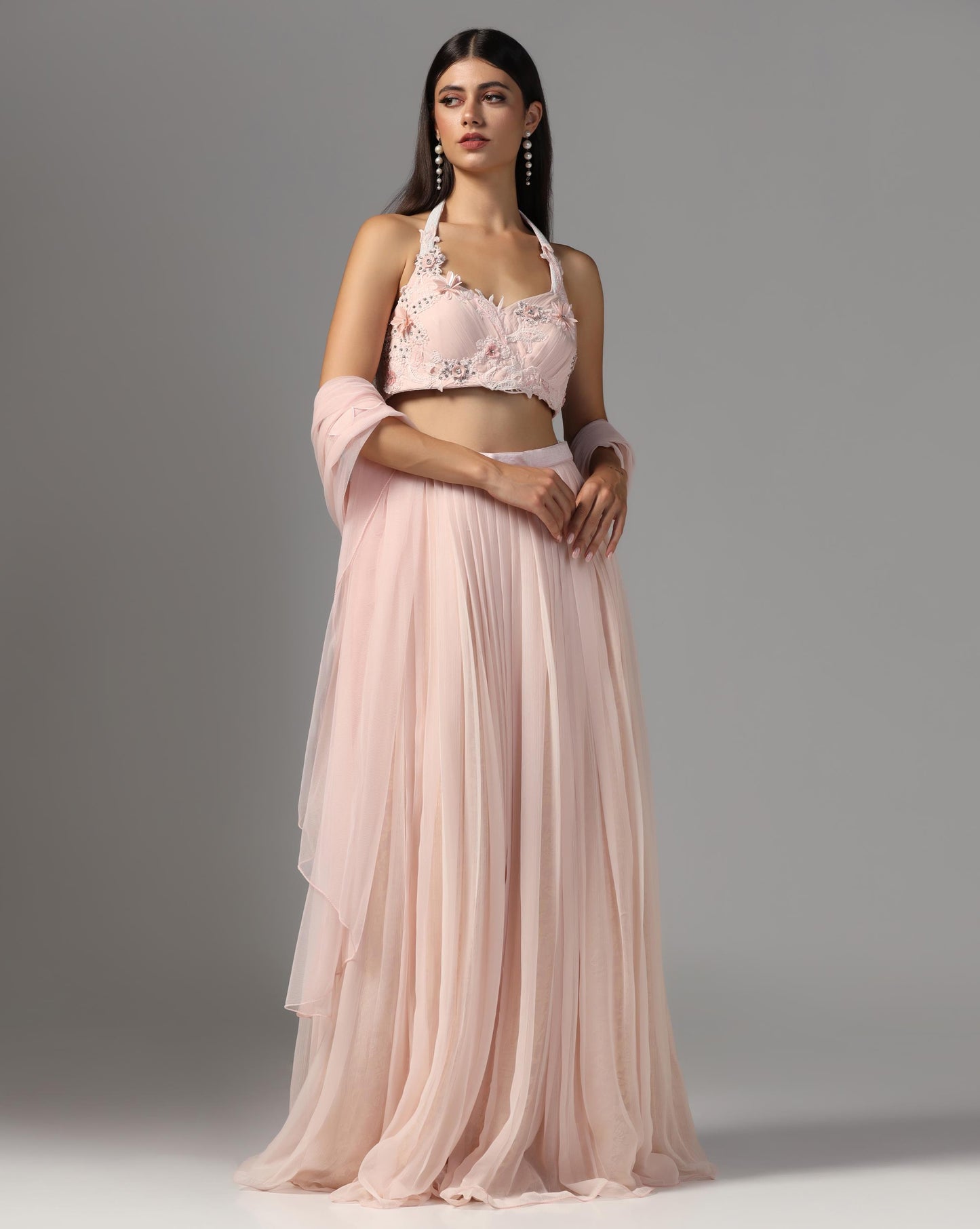 Rosé Whisper Pleated Lehenga Set