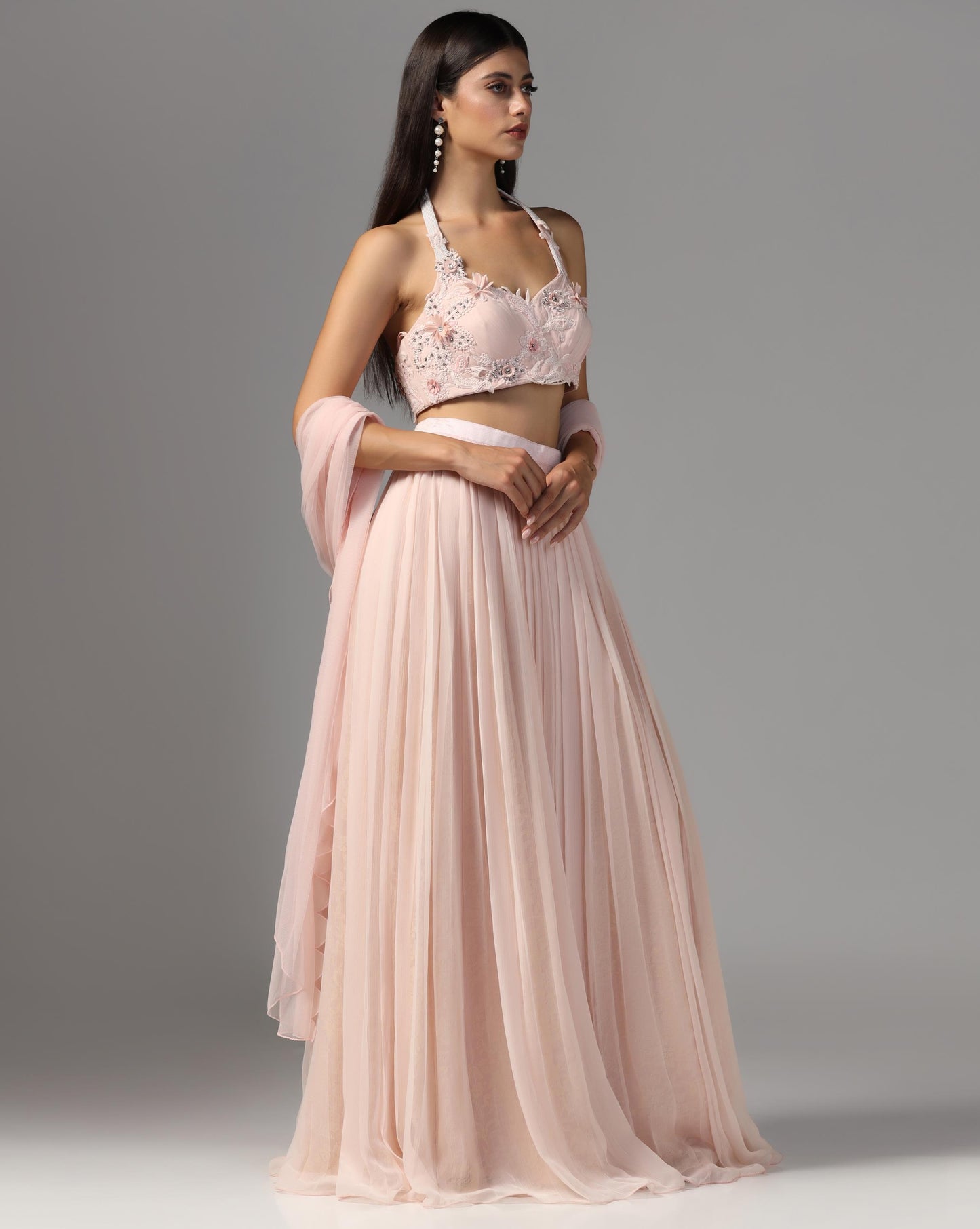 Rosé Whisper Pleated Lehenga Set