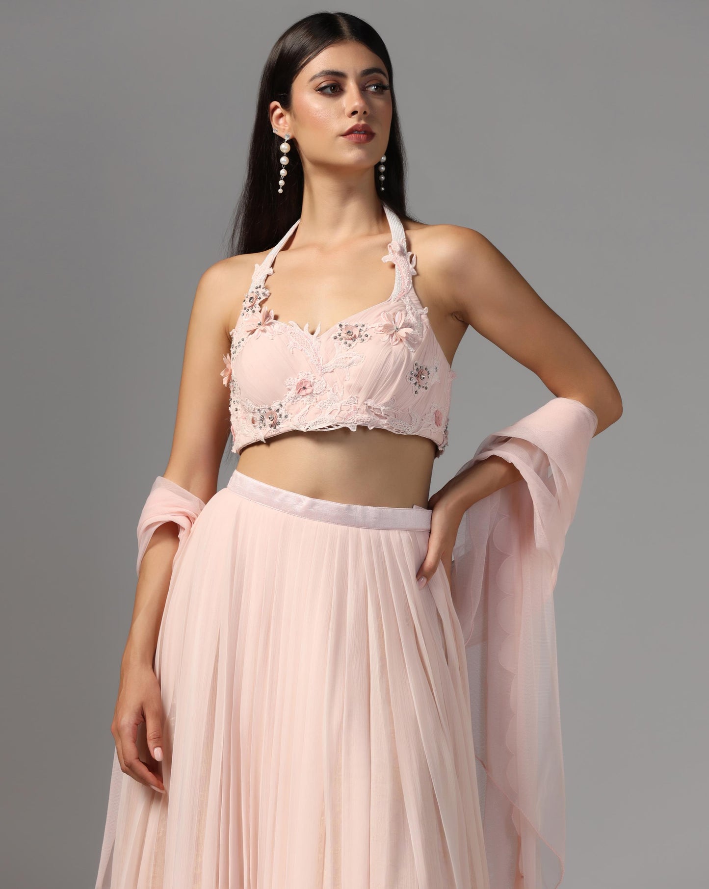 Rosé Whisper Pleated Lehenga Set