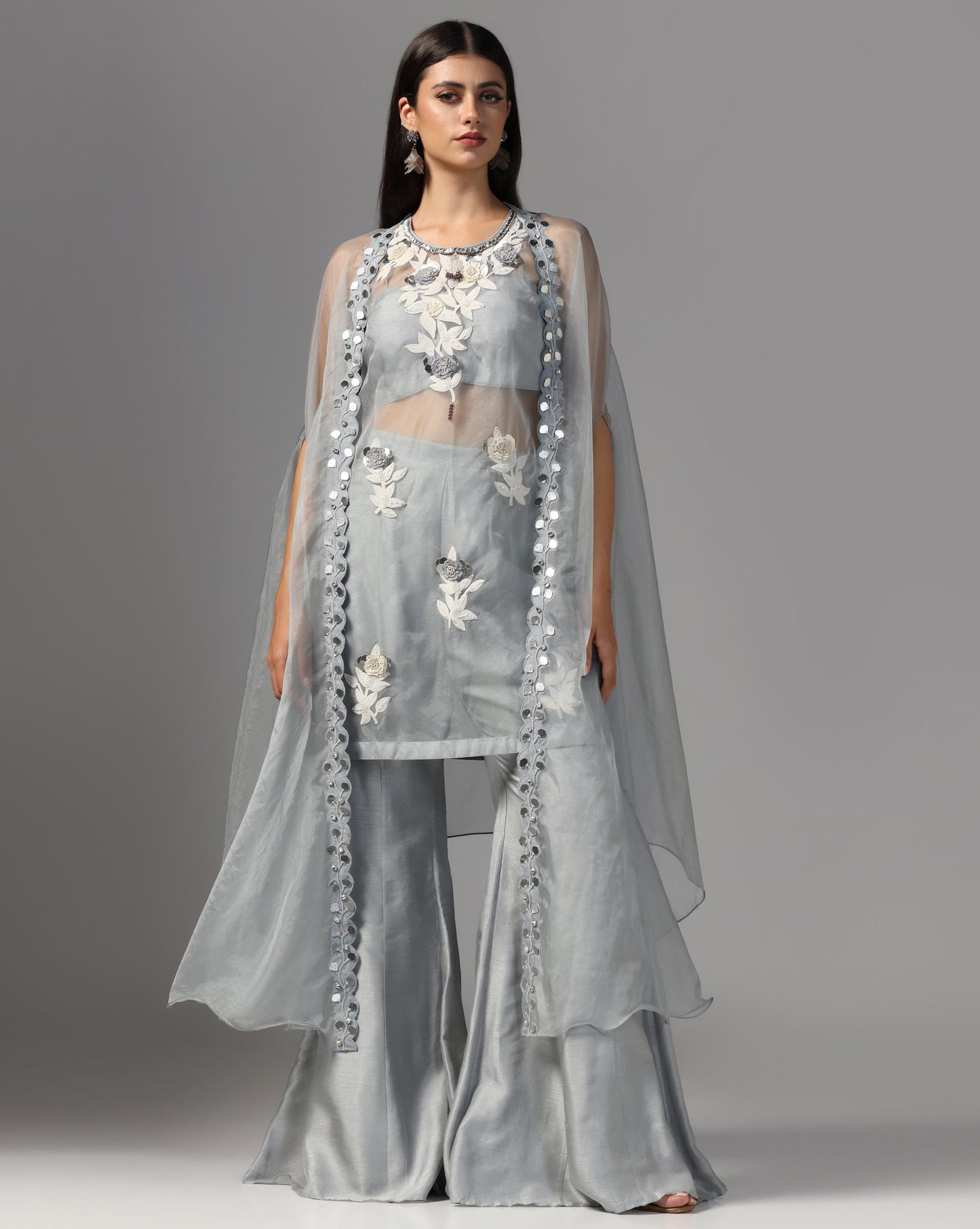 Moonlit Slate Cape & Sharara Set