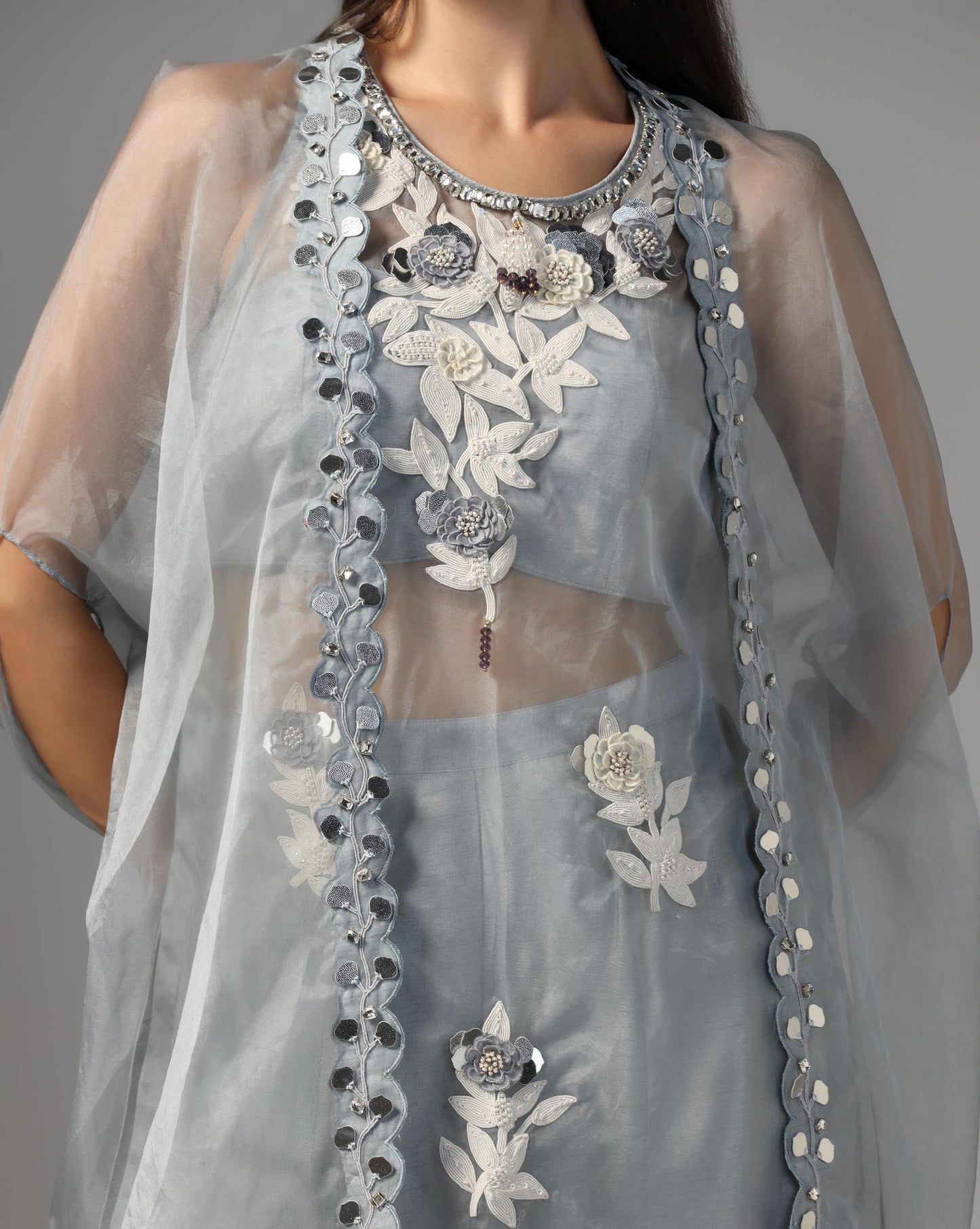 Moonlit Slate Cape & Sharara Set