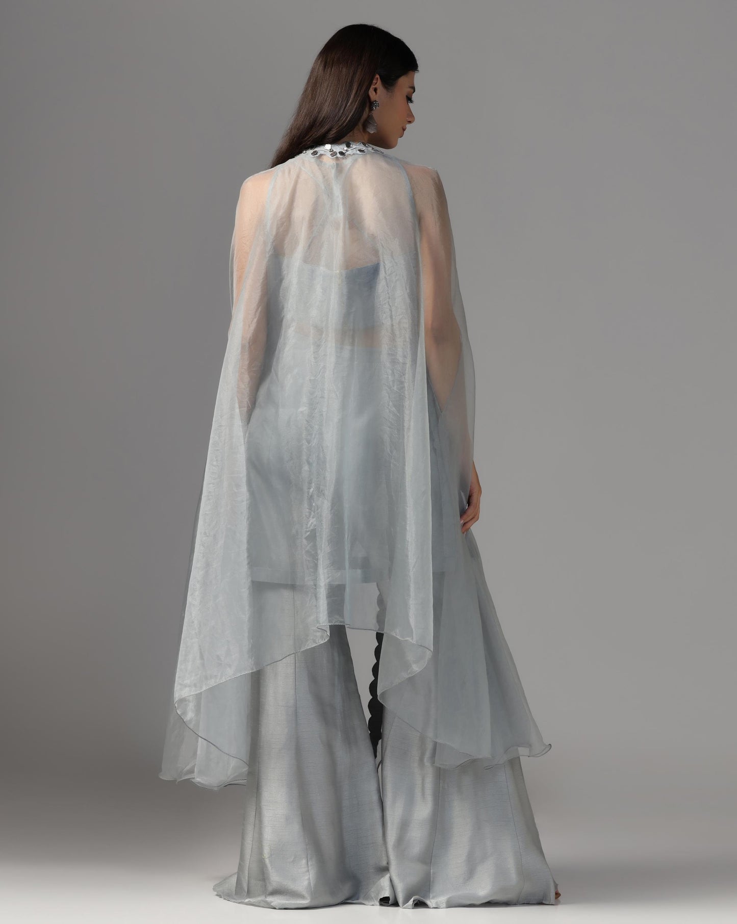 Moonlit Slate Cape & Sharara Set