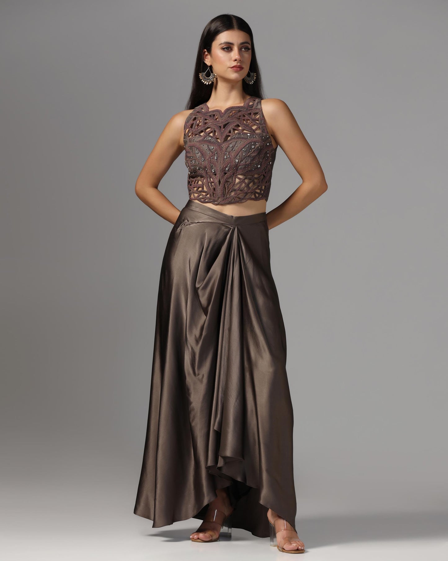 Ethereal Mocha Cutwork Fusion Set