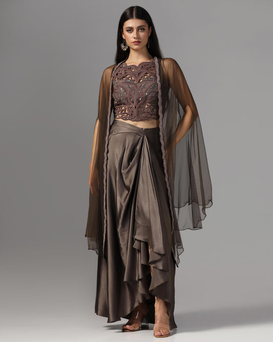 Ethereal Mocha Cutwork Fusion Set