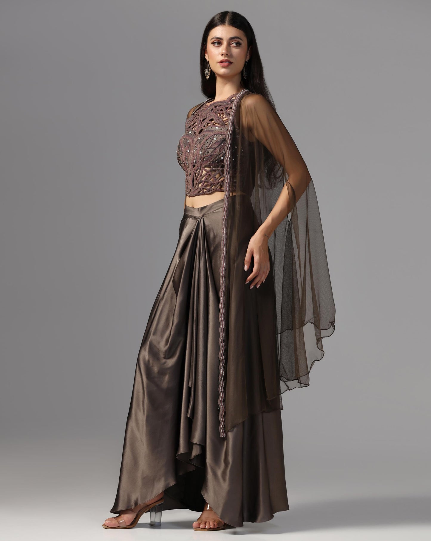 Ethereal Mocha Cutwork Fusion Set