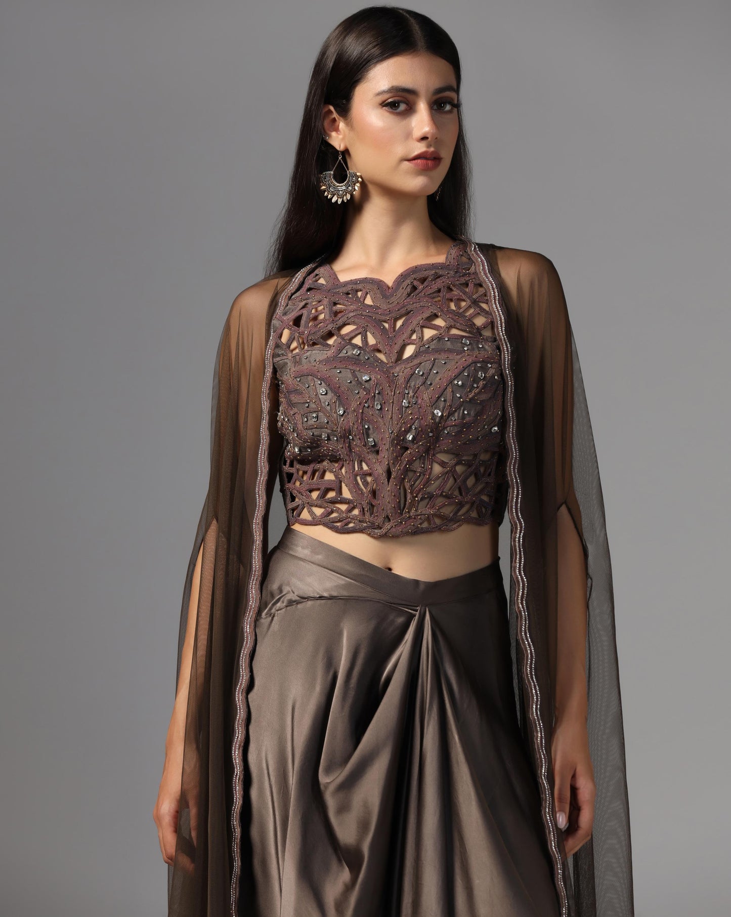 Ethereal Mocha Cutwork Fusion Set