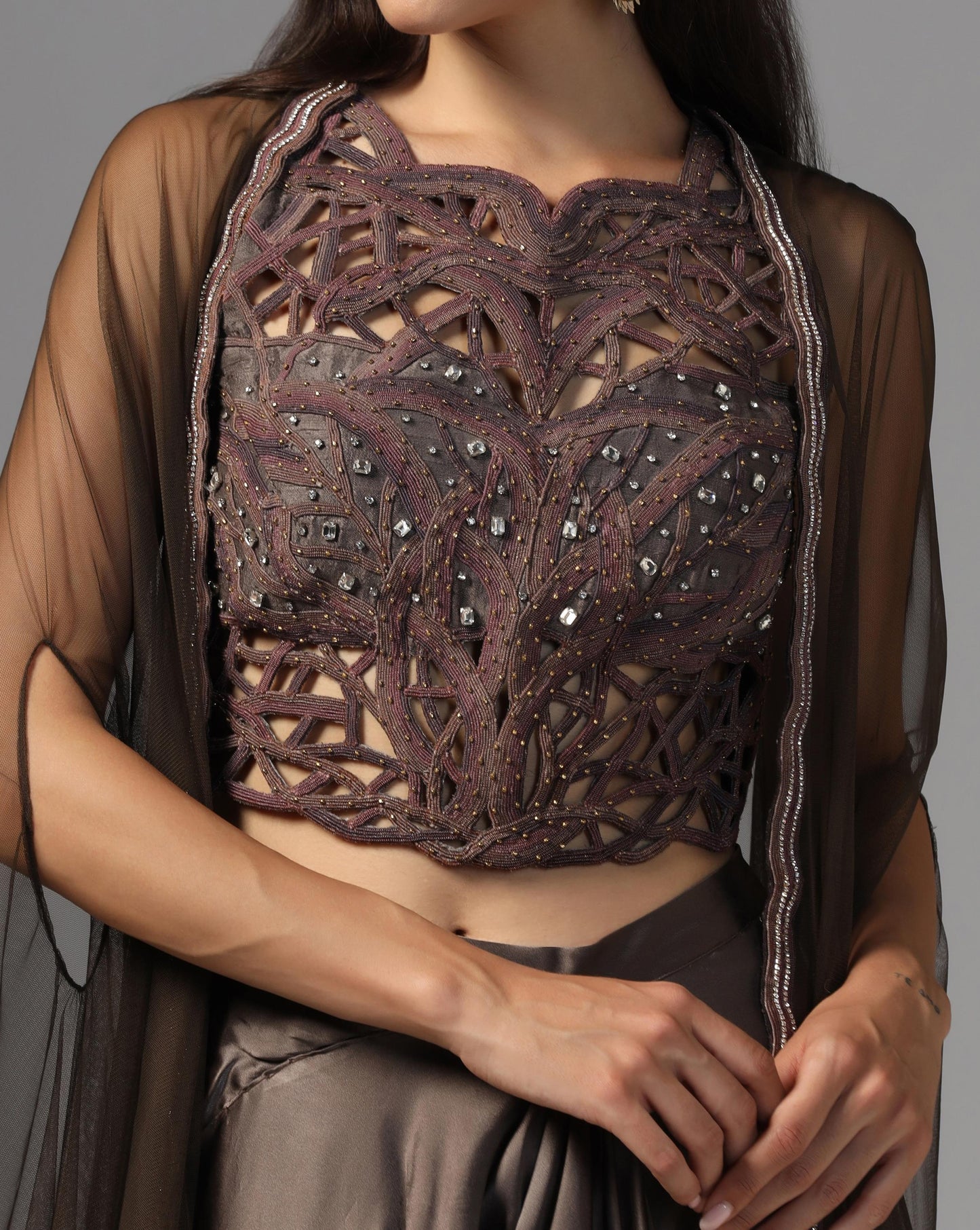 Ethereal Mocha Cutwork Fusion Set
