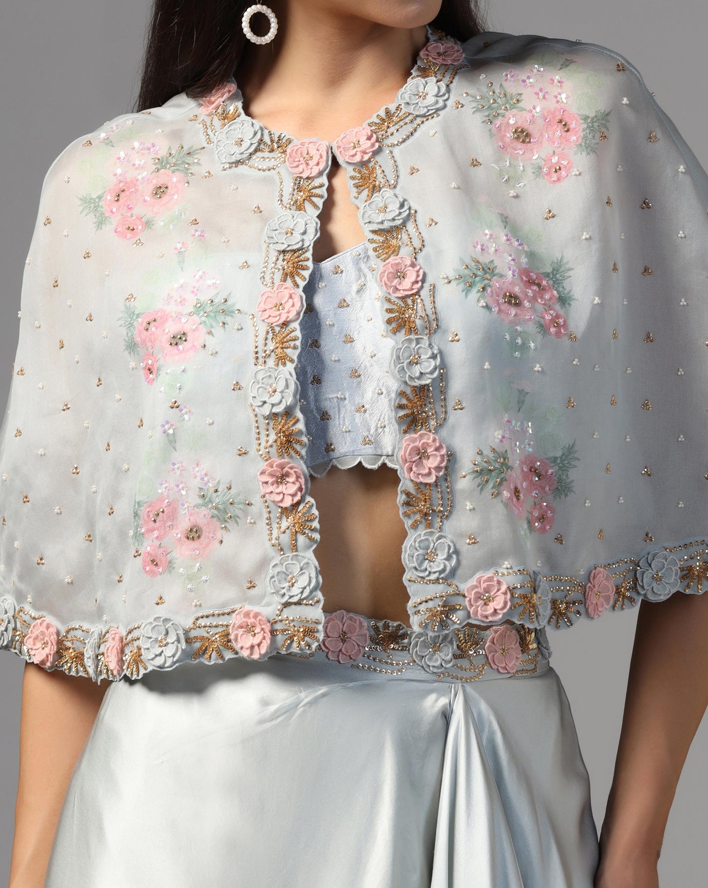 Serene Frost Flora Cape & Drape Set
