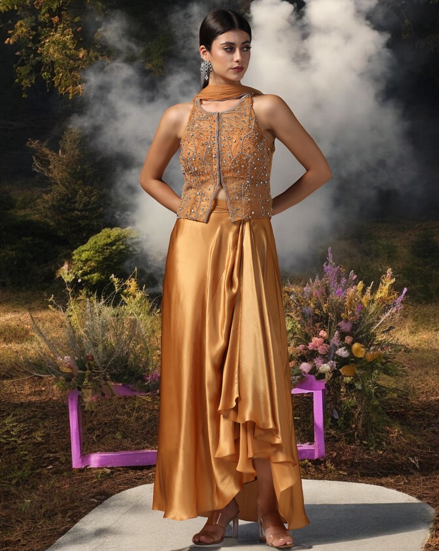 Draped Skirt Set