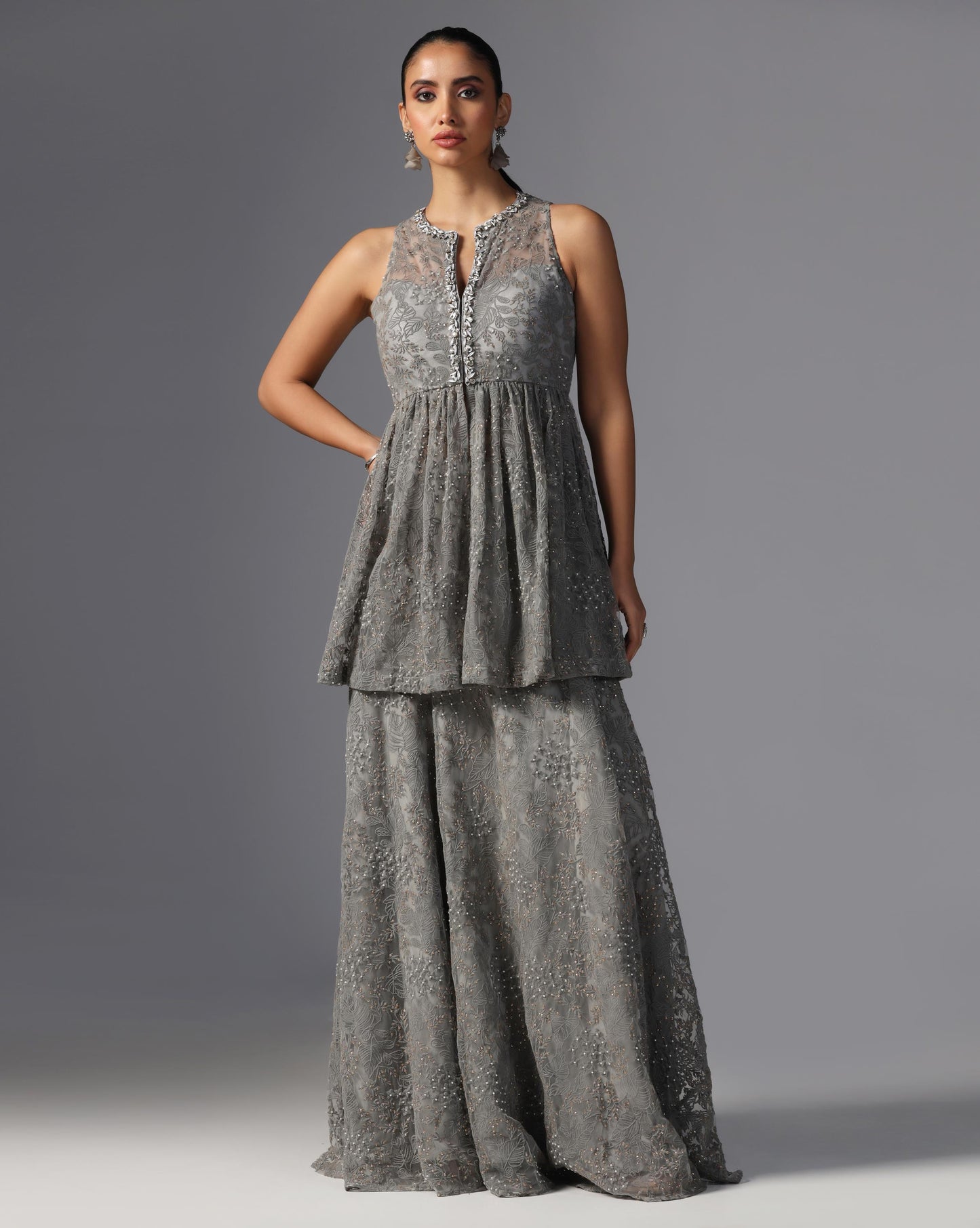 Moonstone Grey Embroidered Set