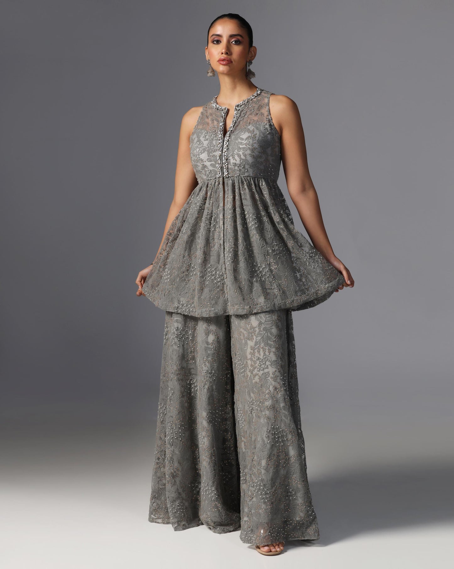 Moonstone Grey Embroidered Set