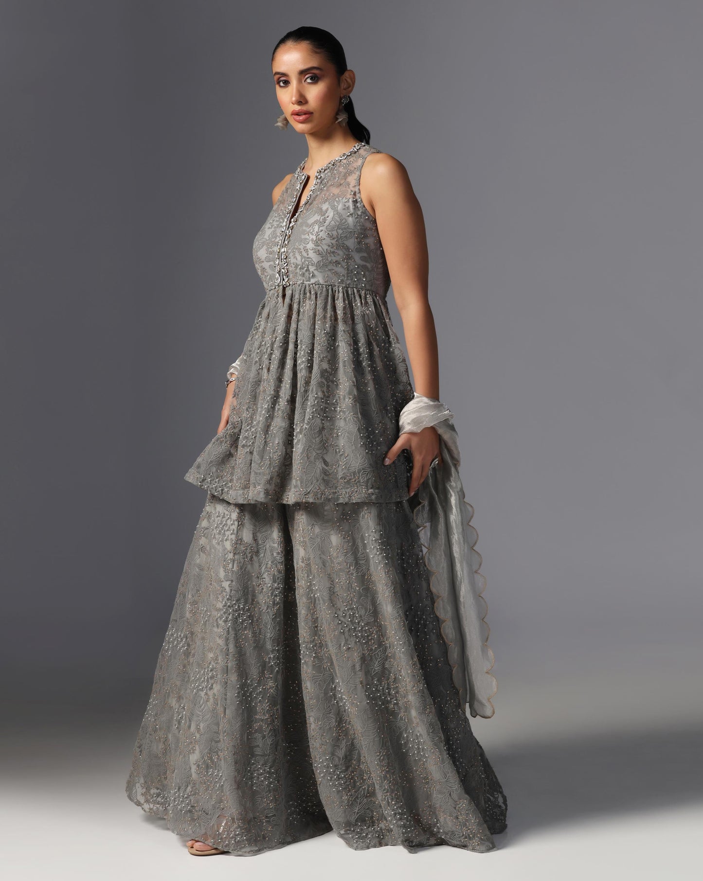 Moonstone Grey Embroidered Set