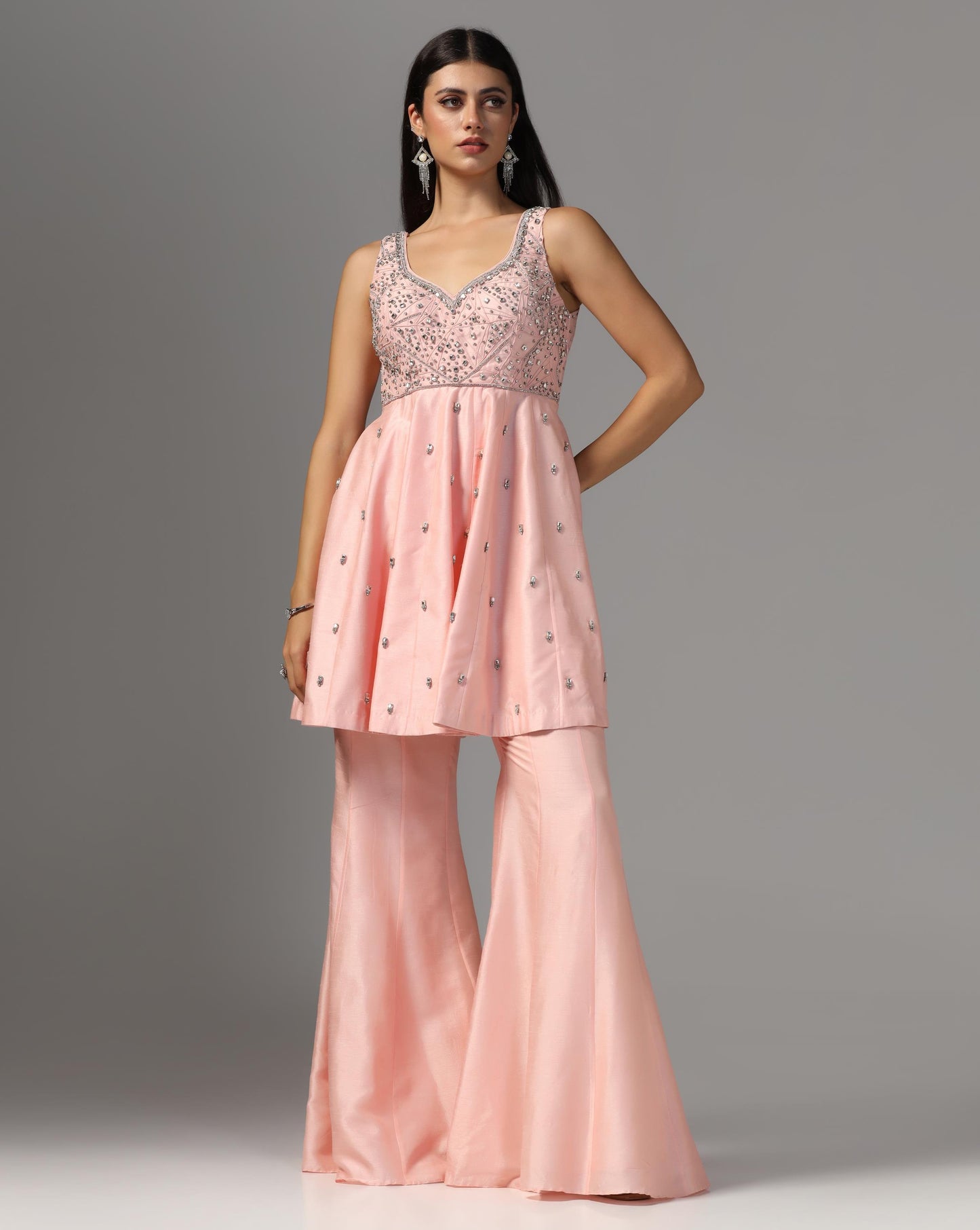 Blush Muse Embellished Sharara Set