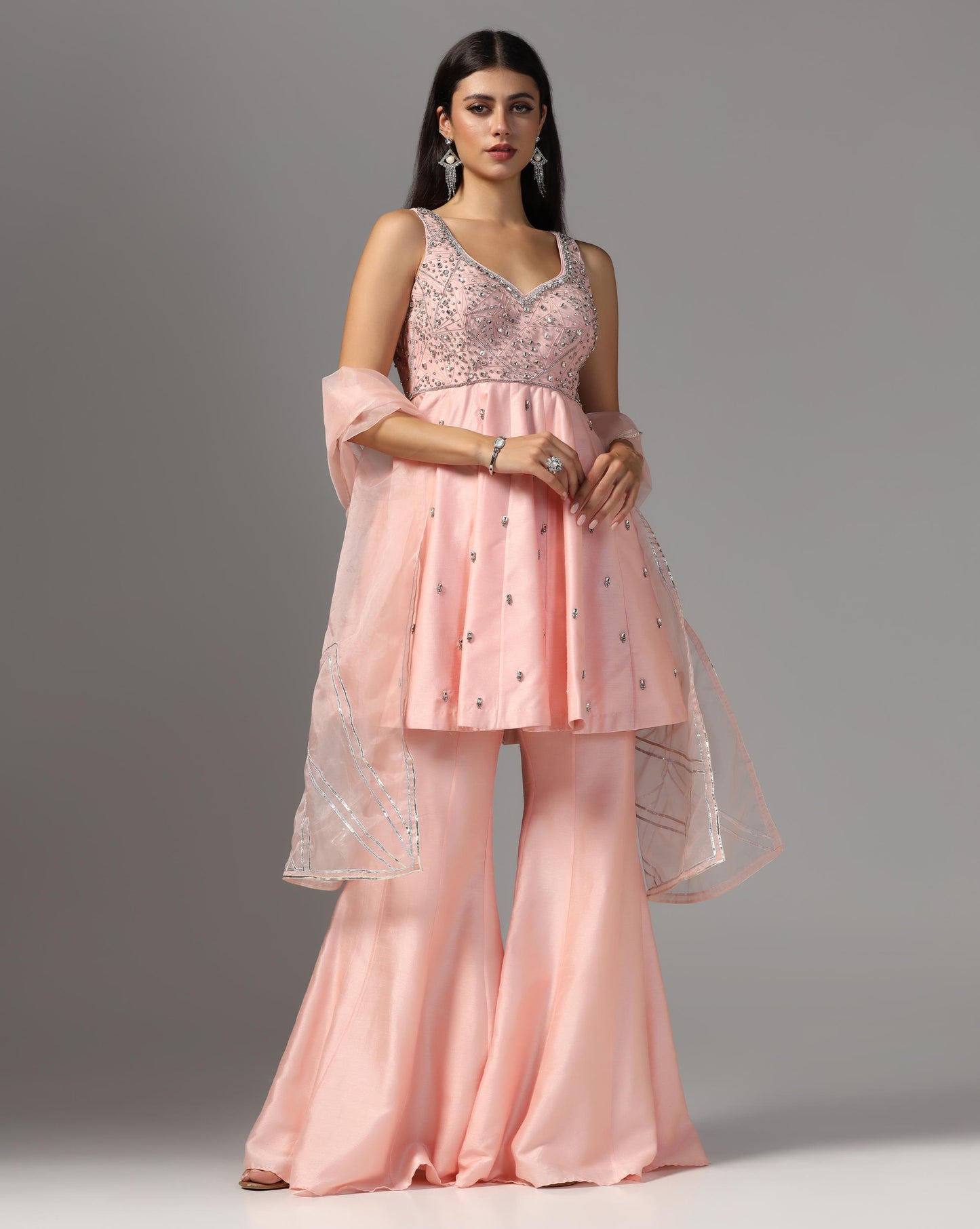 Blush Muse Embellished Sharara Set