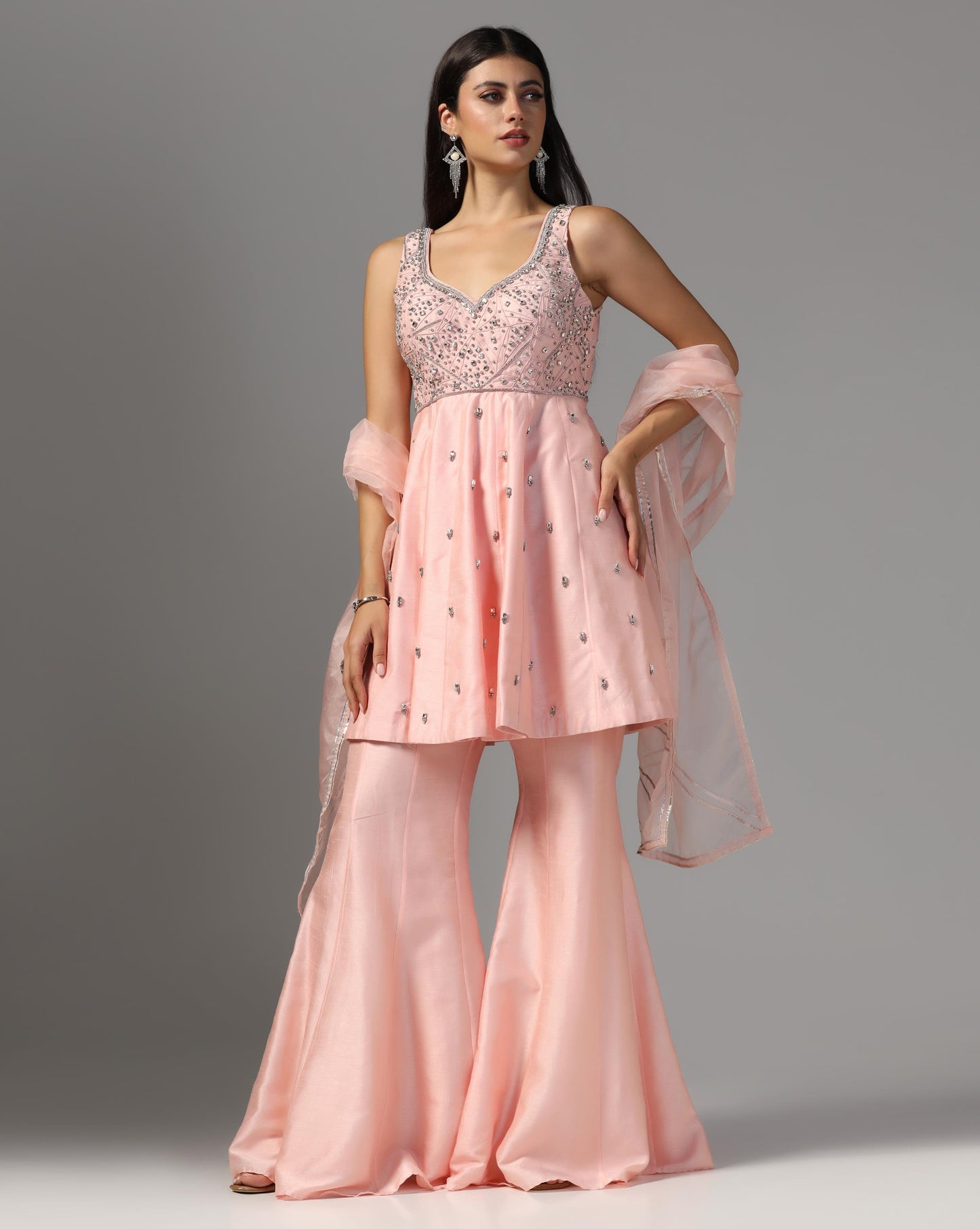 Blush Muse Embellished Sharara Set