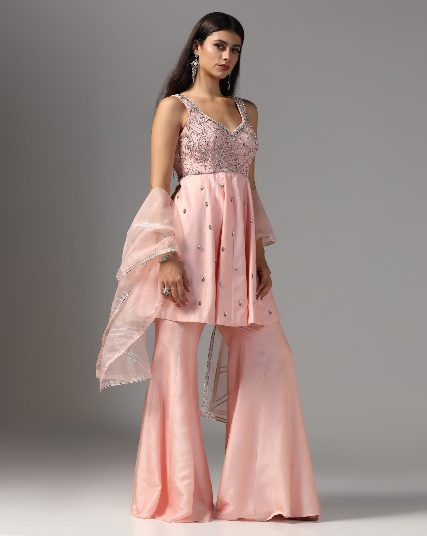 Blush Muse Embellished Sharara Set