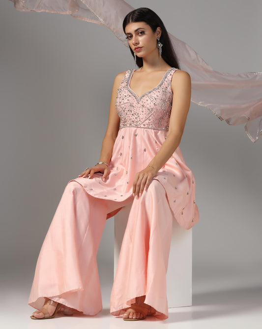 Blush Muse Embellished Sharara Set