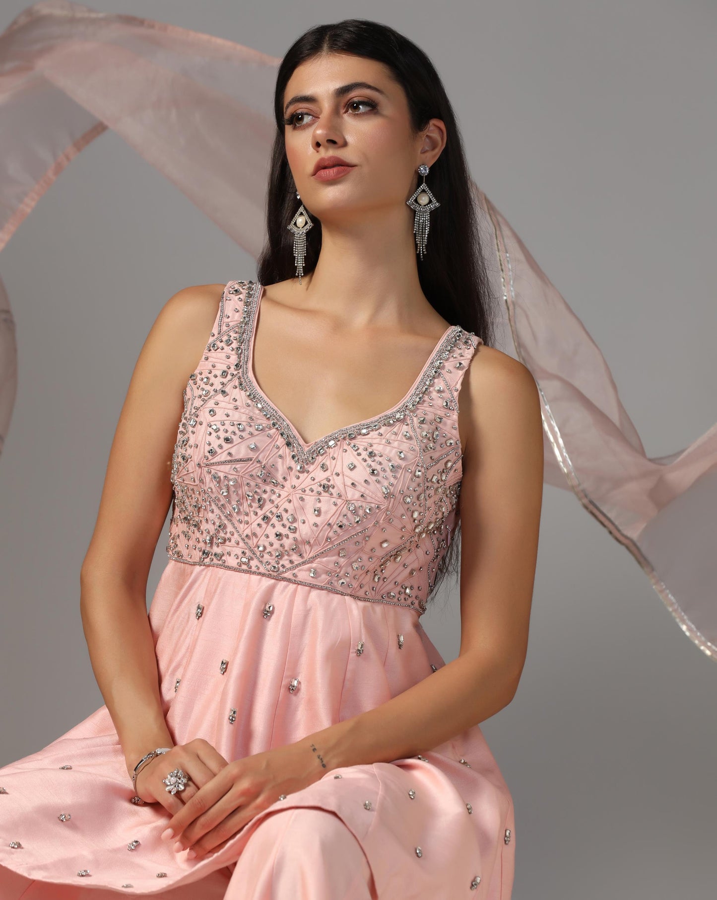 Blush Muse Embellished Sharara Set