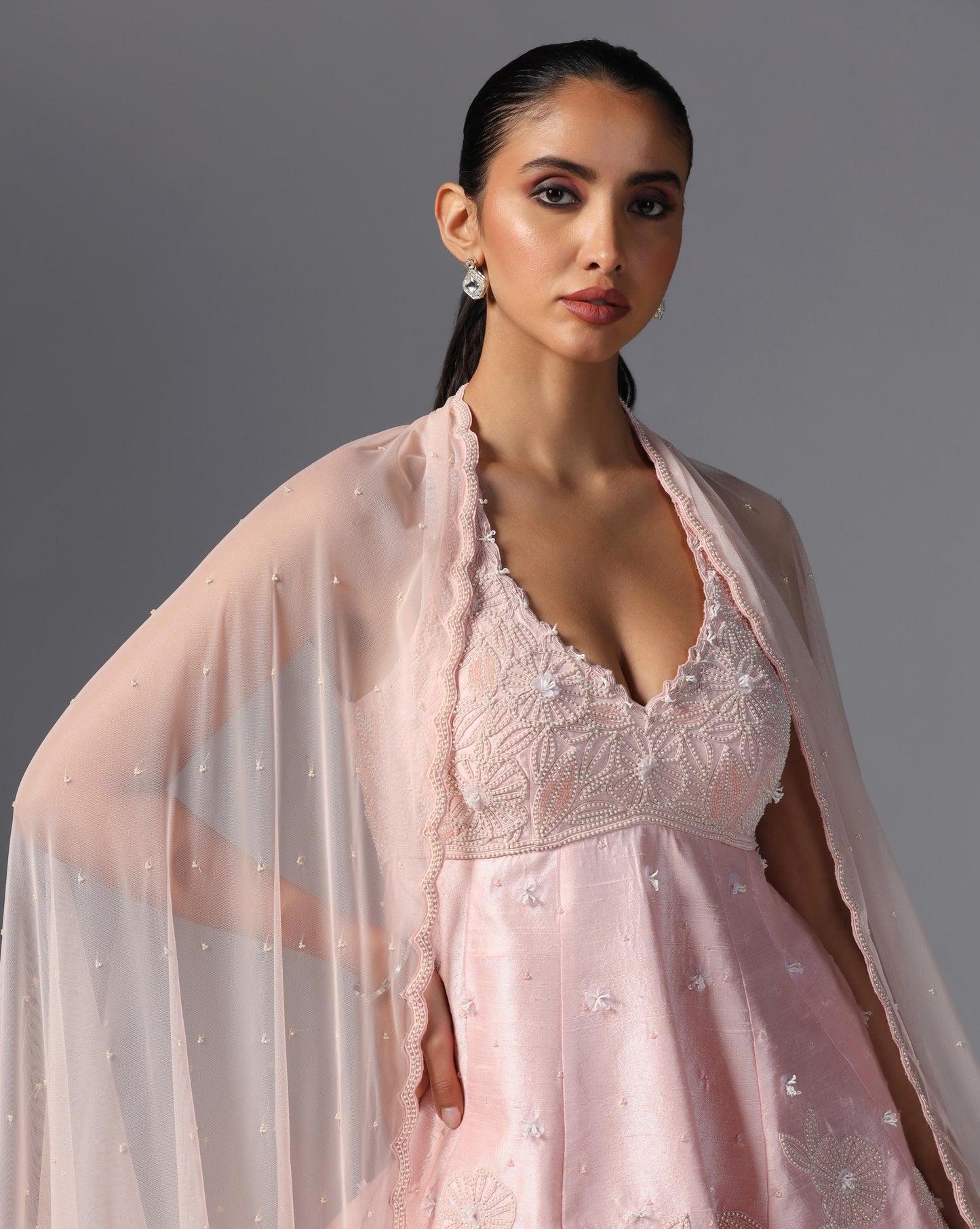 Blush Reverie Peplum Sharara Set