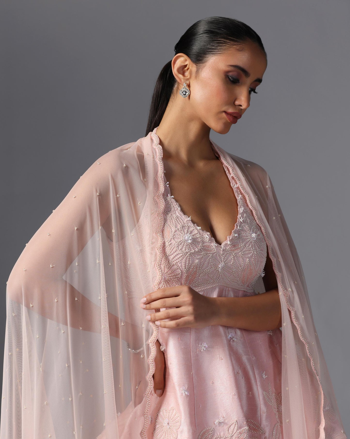 Blush Reverie Peplum Sharara Set