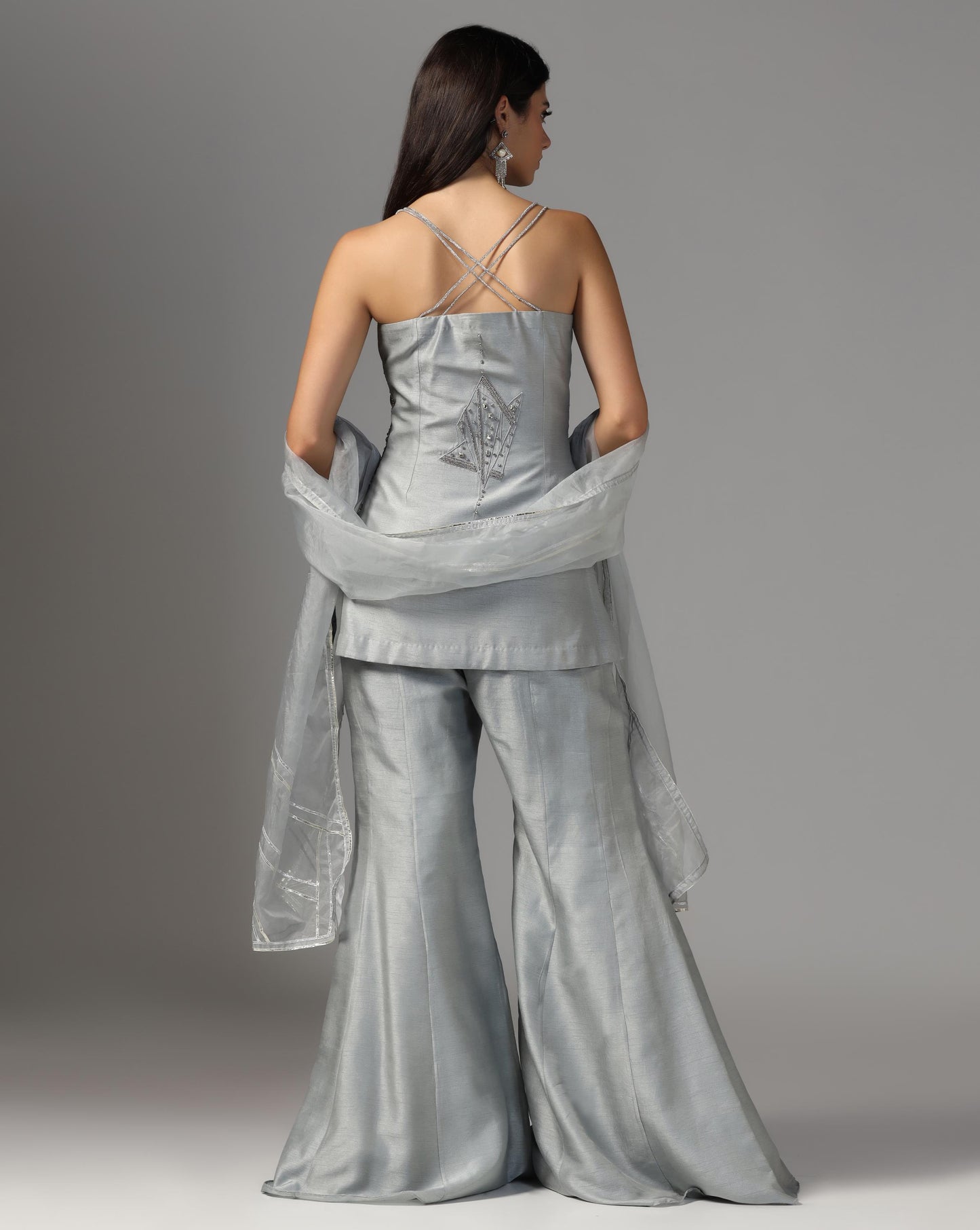 Graphite Glitz Sharara Embellished Set