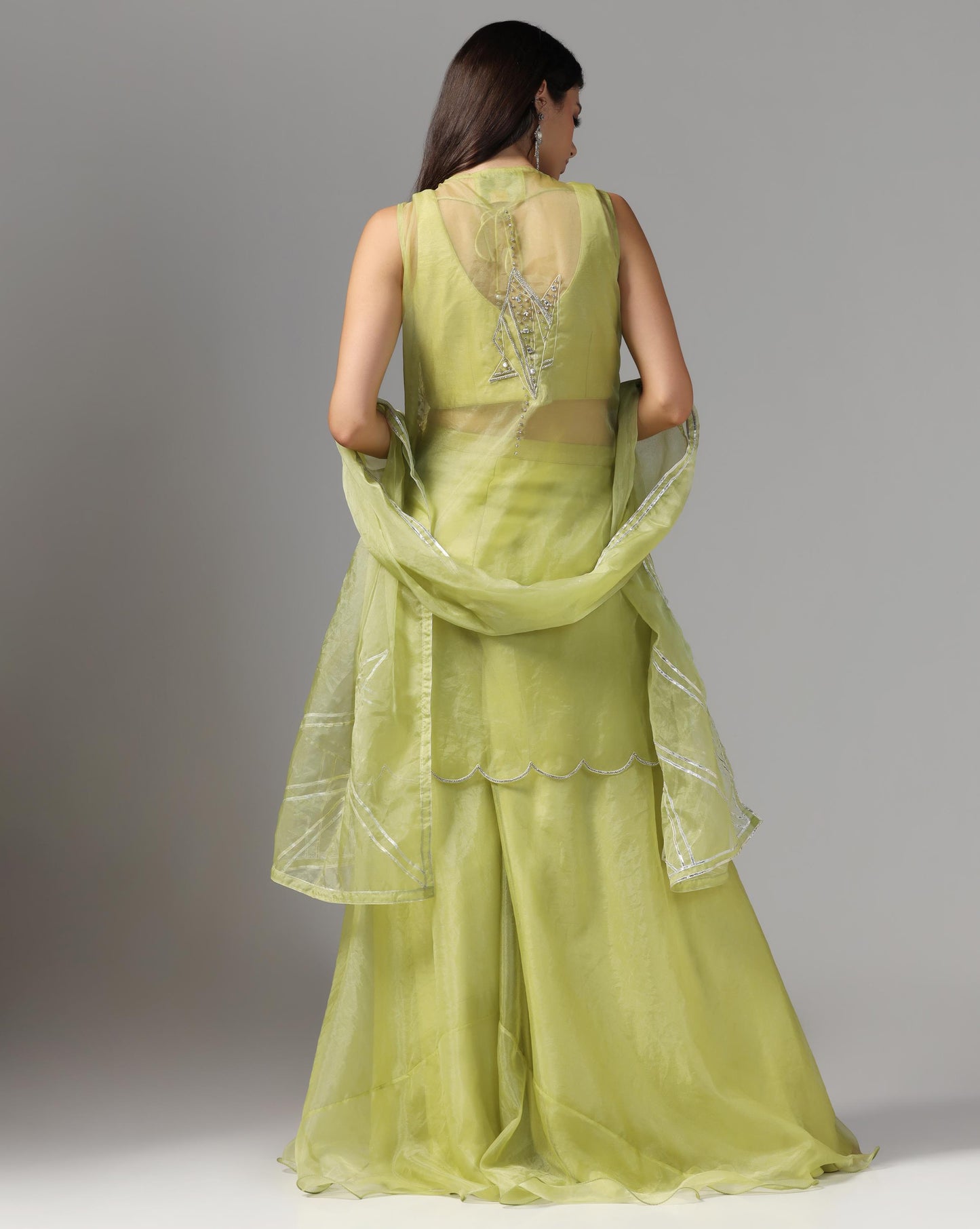 Citron Starburst Jacket & Organza Sharara Set