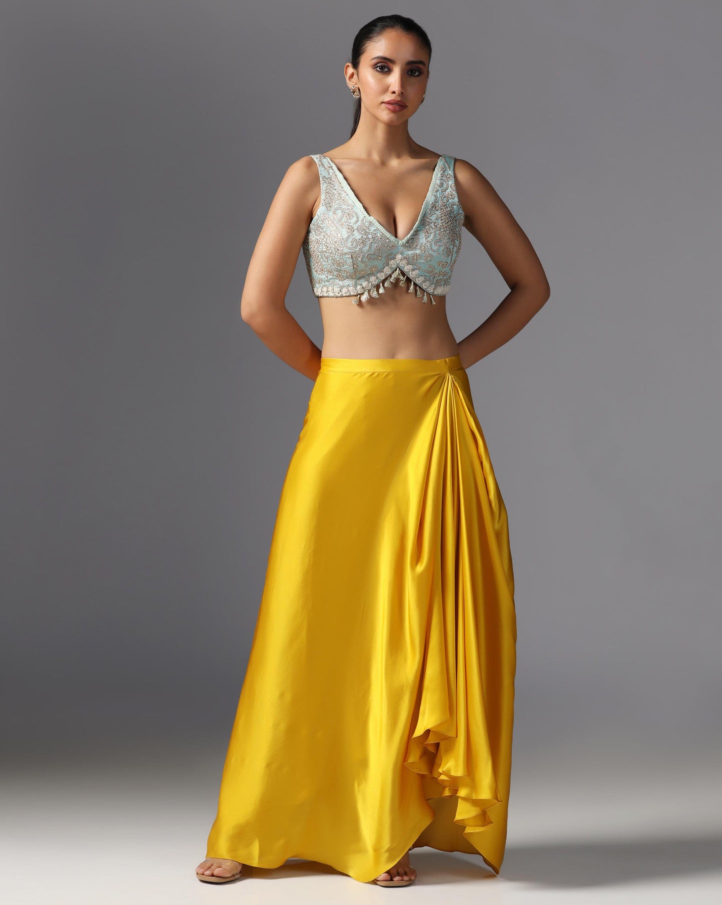 Sunlit Aura Embroidered Cape Set