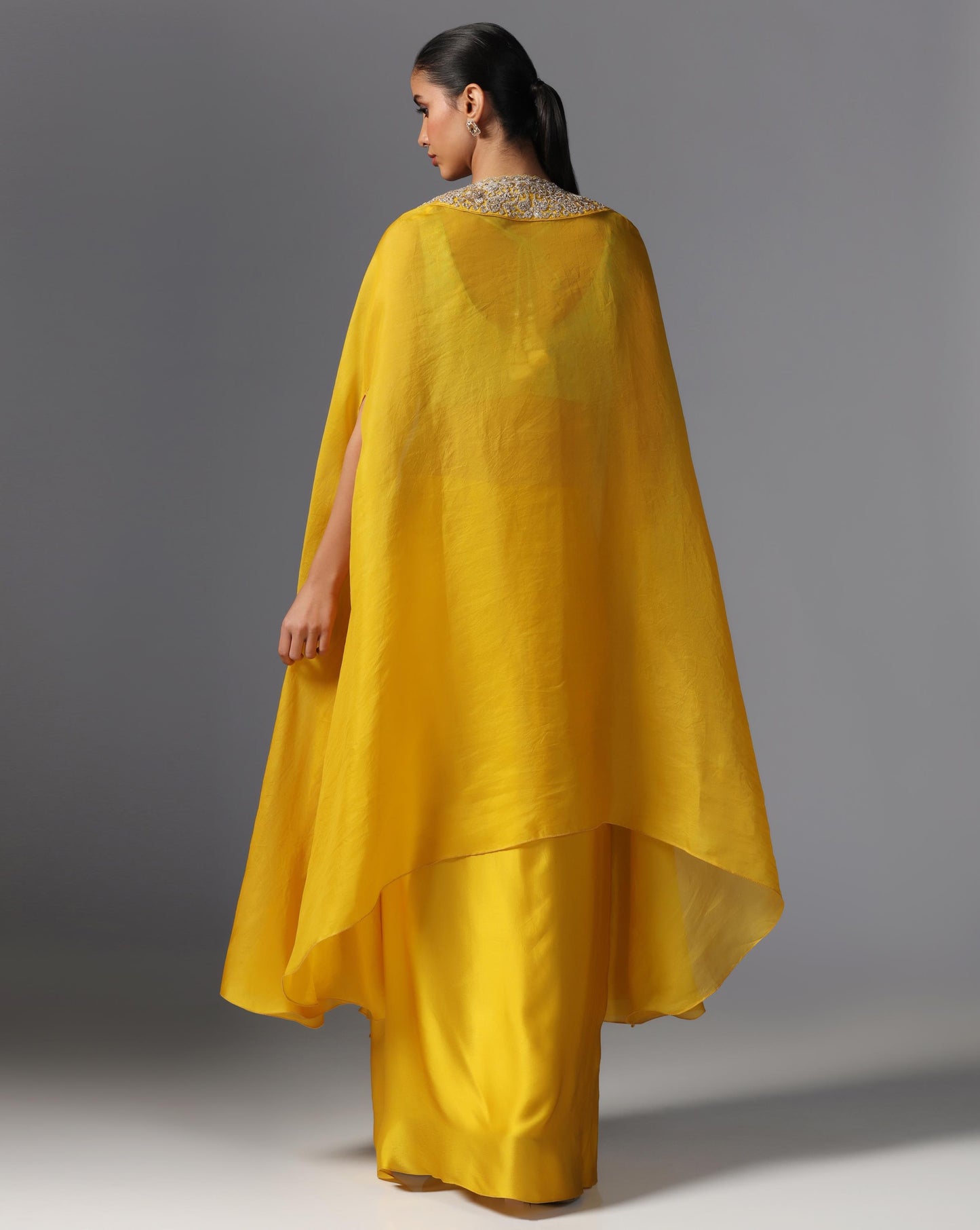 Sunlit Aura Embroidered Cape Set