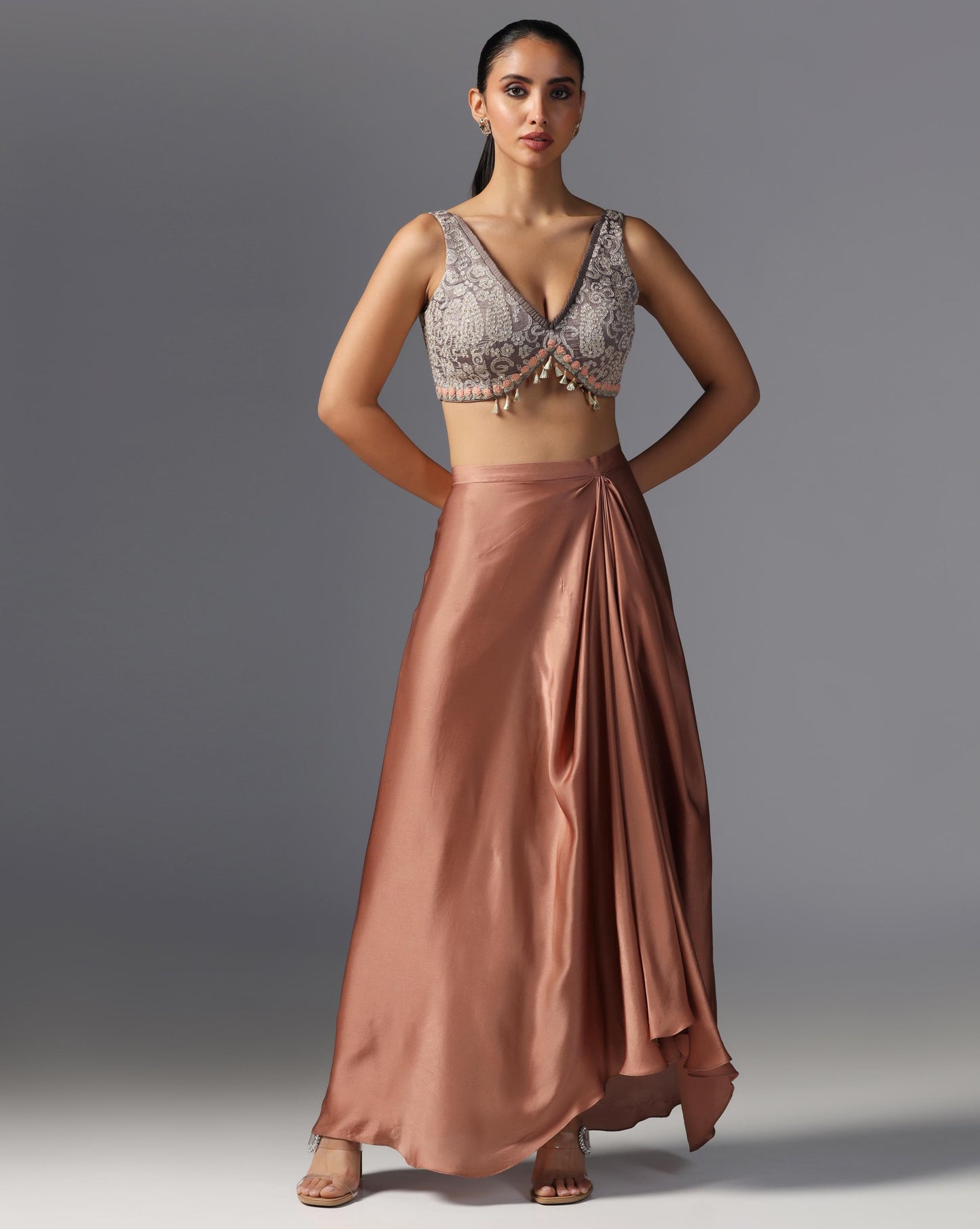 Rosette Dusk Embroidered Cape Set